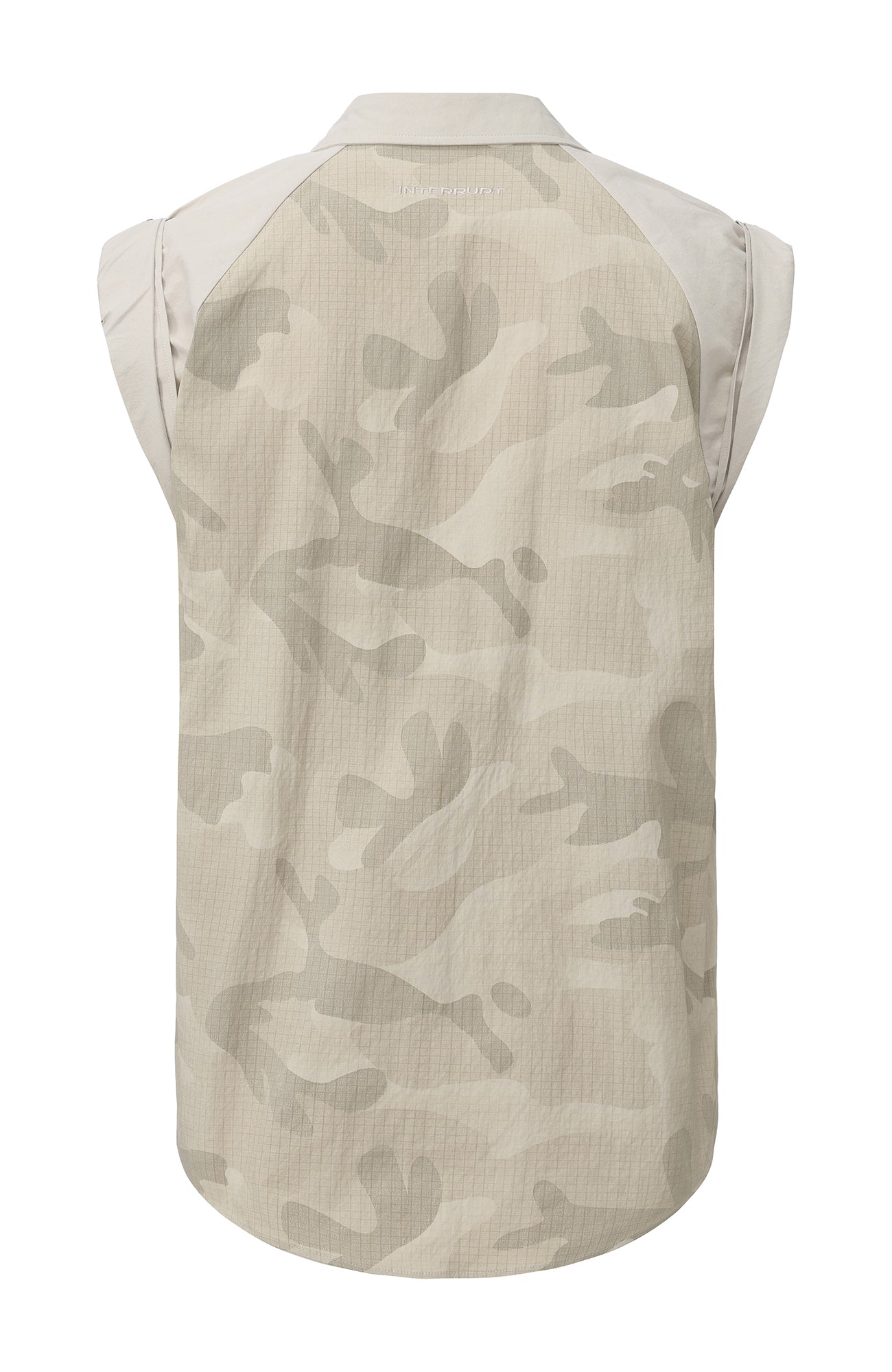 INTERRUPT Camo Graphic Sleeveless Studded Raglan Shirt