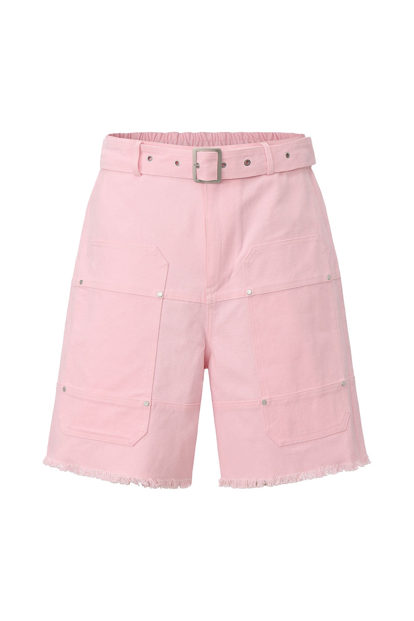 VANN VALRENCE Belt Raw-Edge Cotton Shorts, premium urban and streetwear designers apparel on PROJECTISR.com, VANN VALRENCE
