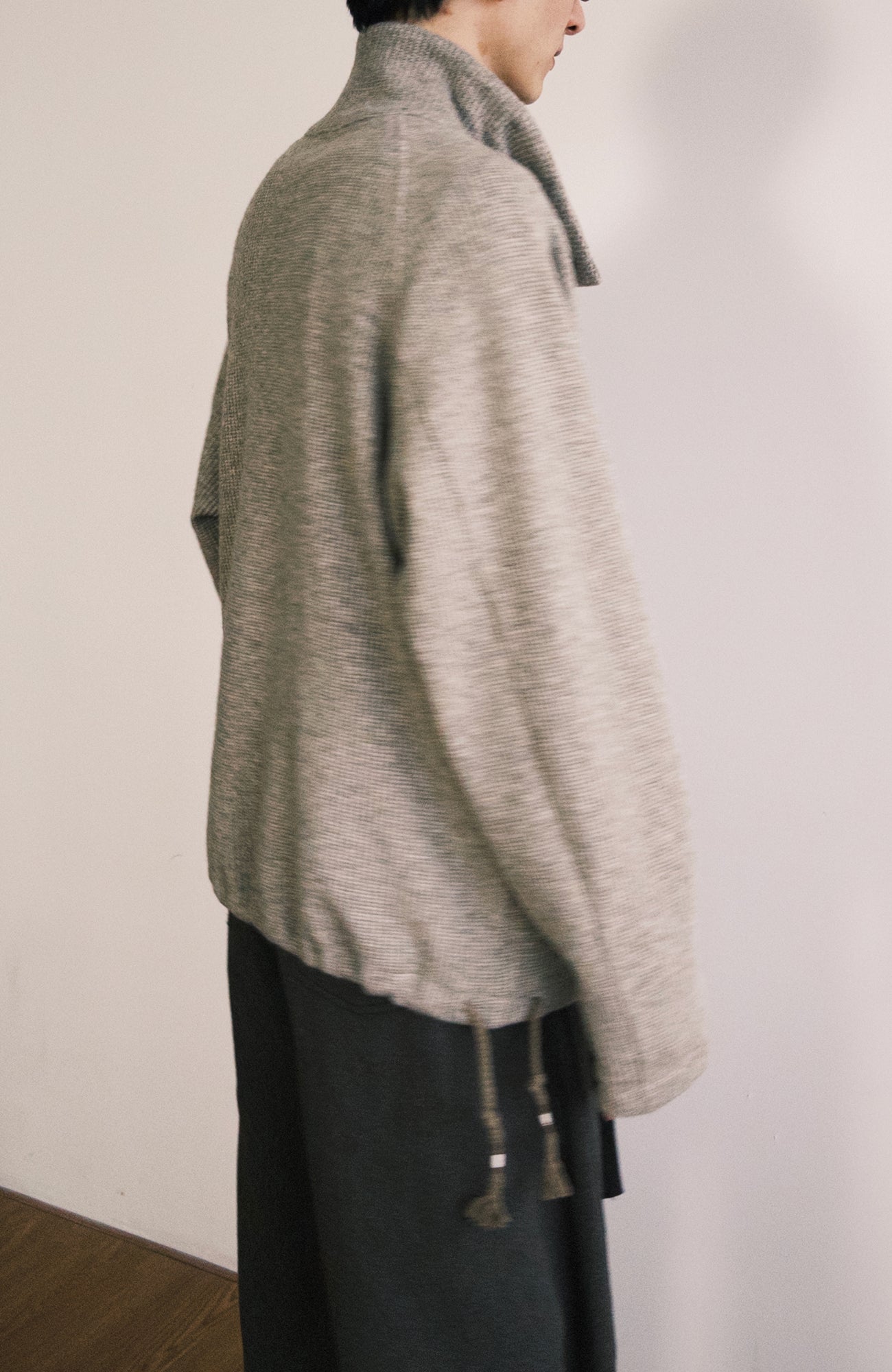 GONGHE REPUB Ribbed Half-Placket Mock-Neck Sweater