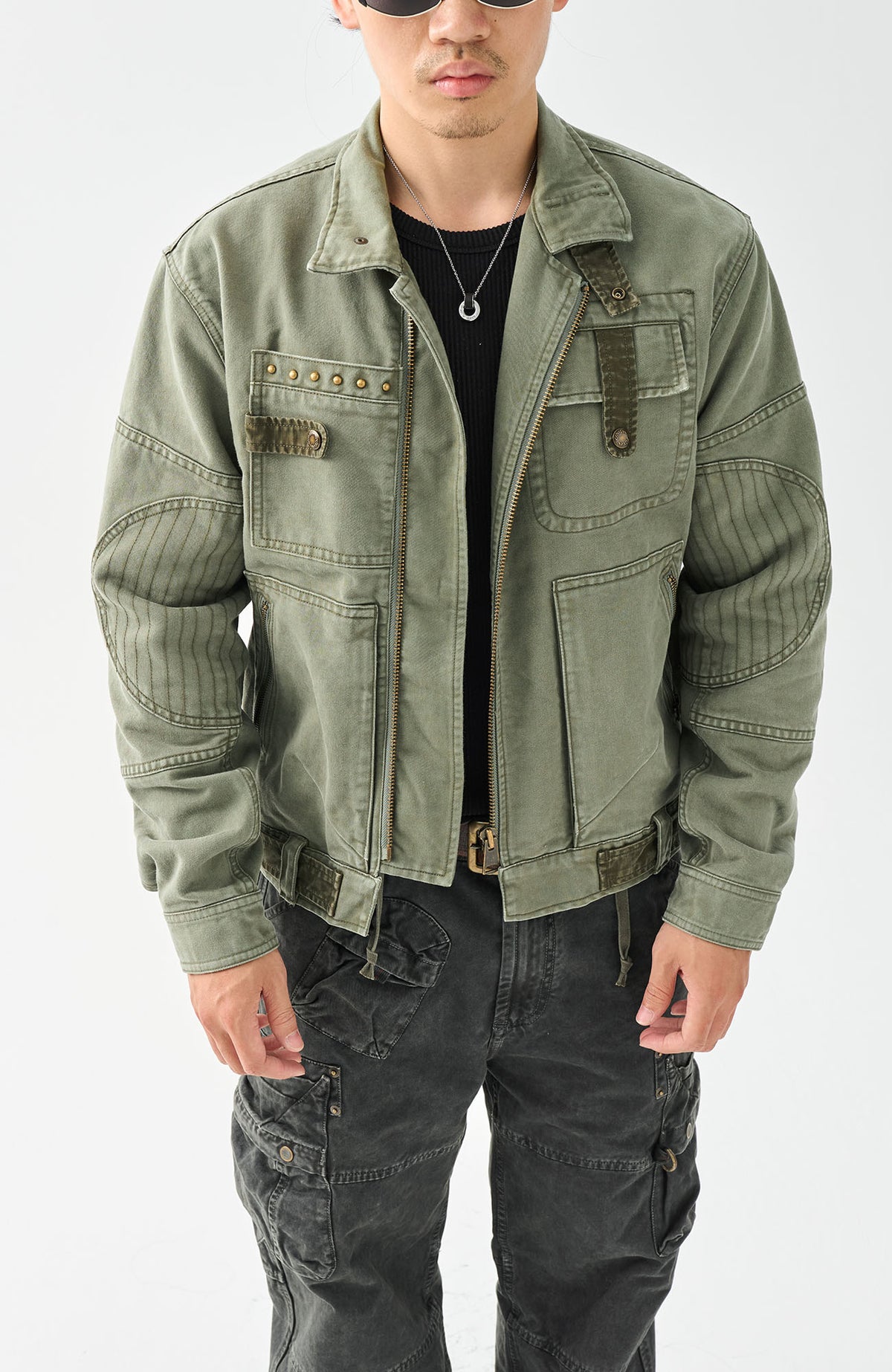 NEIGBORL Retro Washed Cotton Lapel Work Jacket