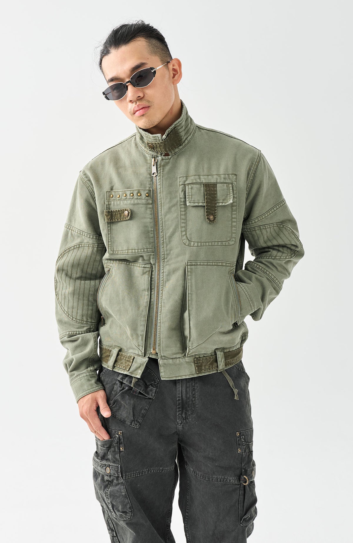 NEIGBORL Retro Washed Cotton Lapel Work Jacket