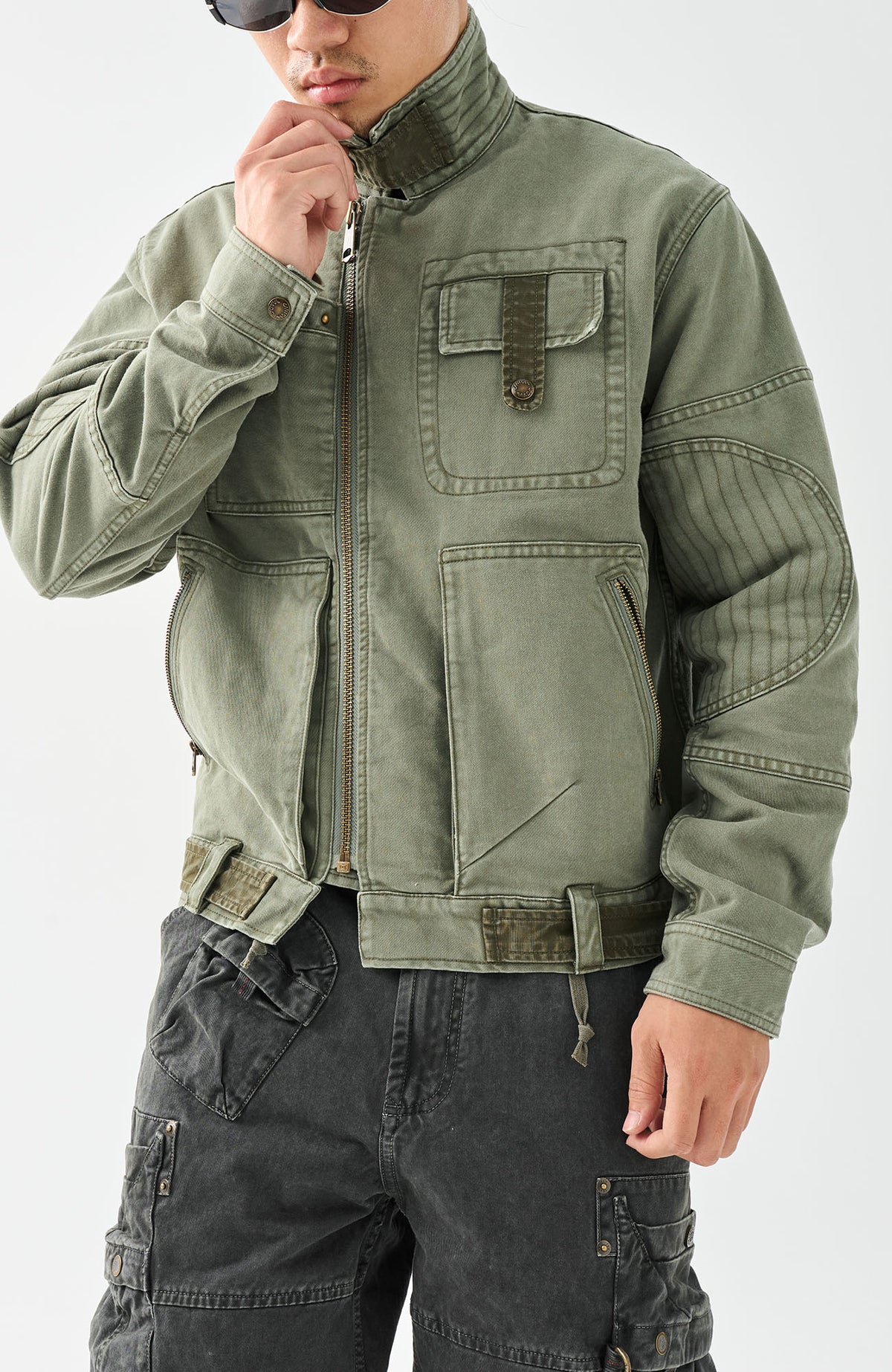 NEIGBORL Retro Washed Cotton Lapel Work Jacket