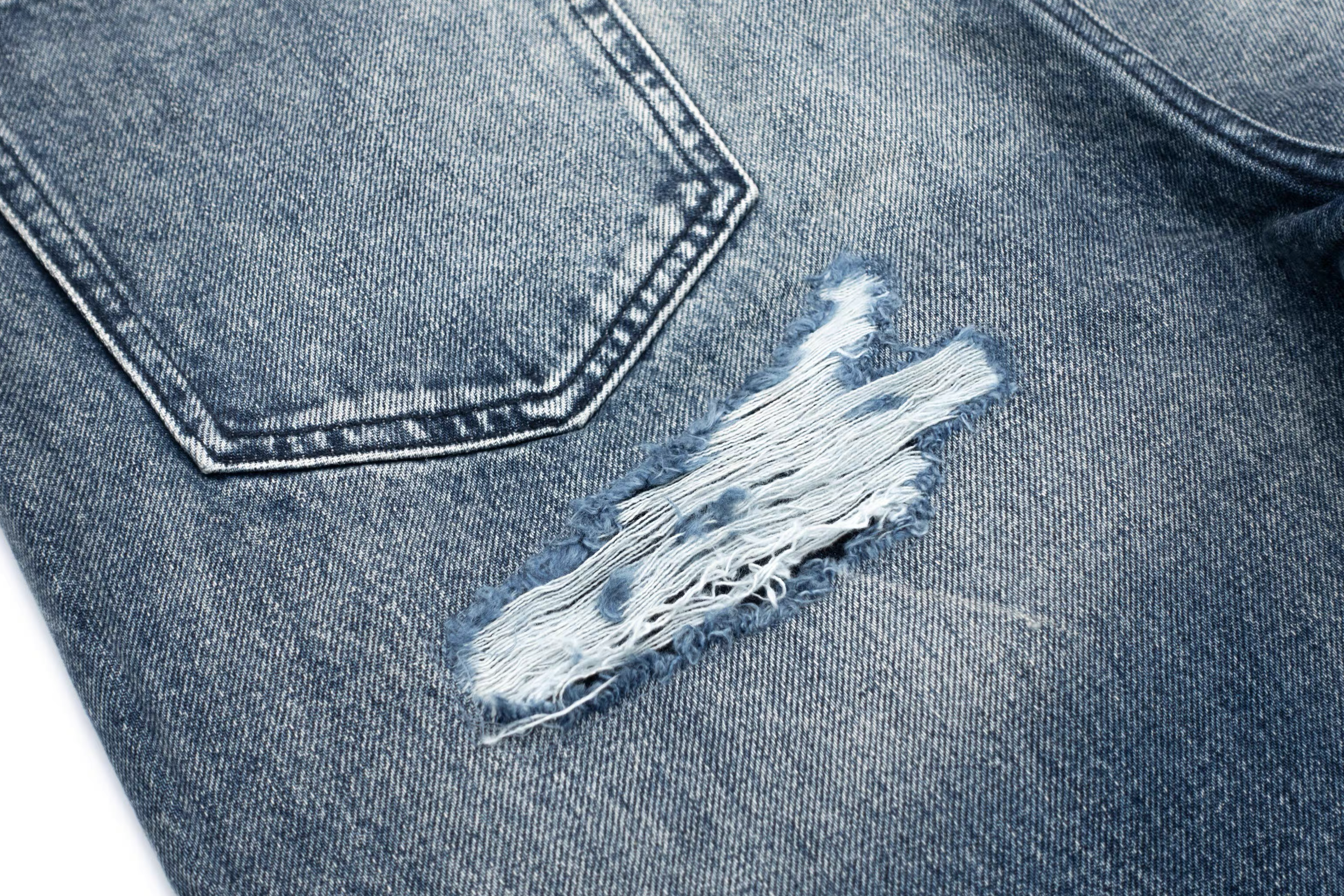 IN EXISTENCE x STM Washed Patched Distressed Straight Jeans, premium urban and streetwear designers apparel on PROJECTISR.com, IN EXISTENCE