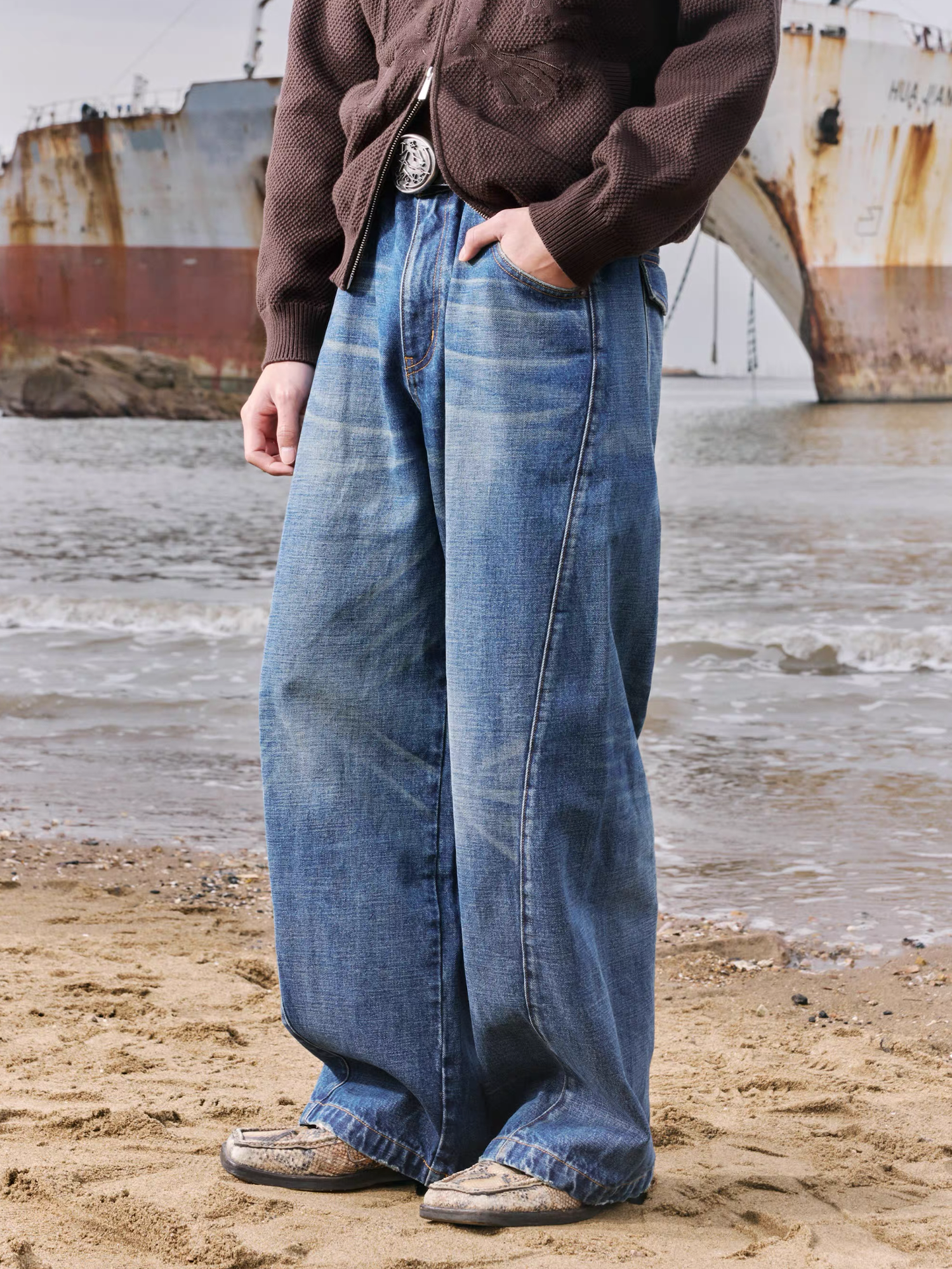 IN EXISTENCE Washed Relaxed Straight Jeans, premium urban and streetwear designers apparel on PROJECTISR.com, IN EXISTENCE