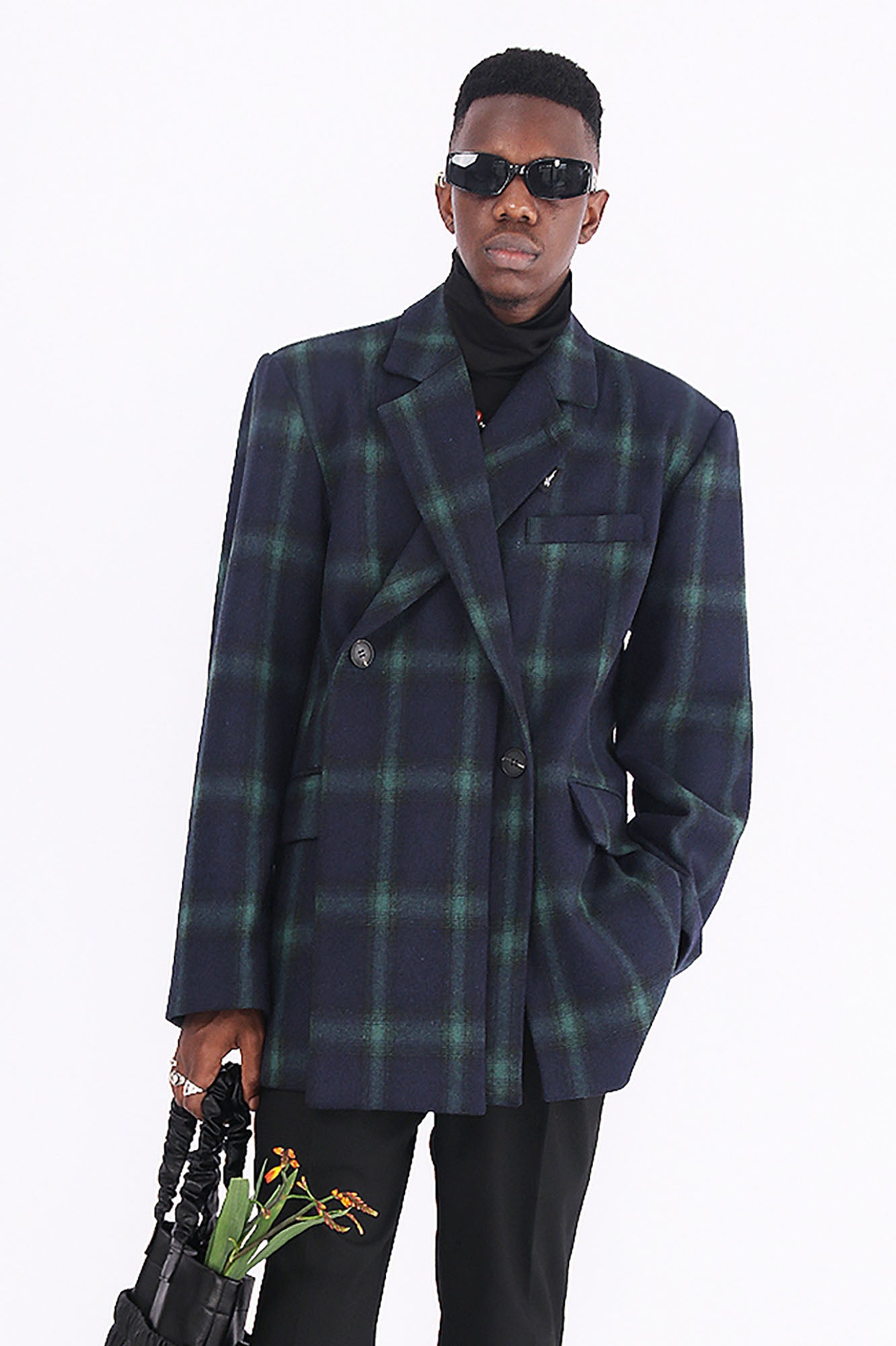 ASSEEN Deconstructed Plaid Wool-Blend Oversized Blazer, premium urban and streetwear designers apparel on PROJECTISR.com, ASSEEN