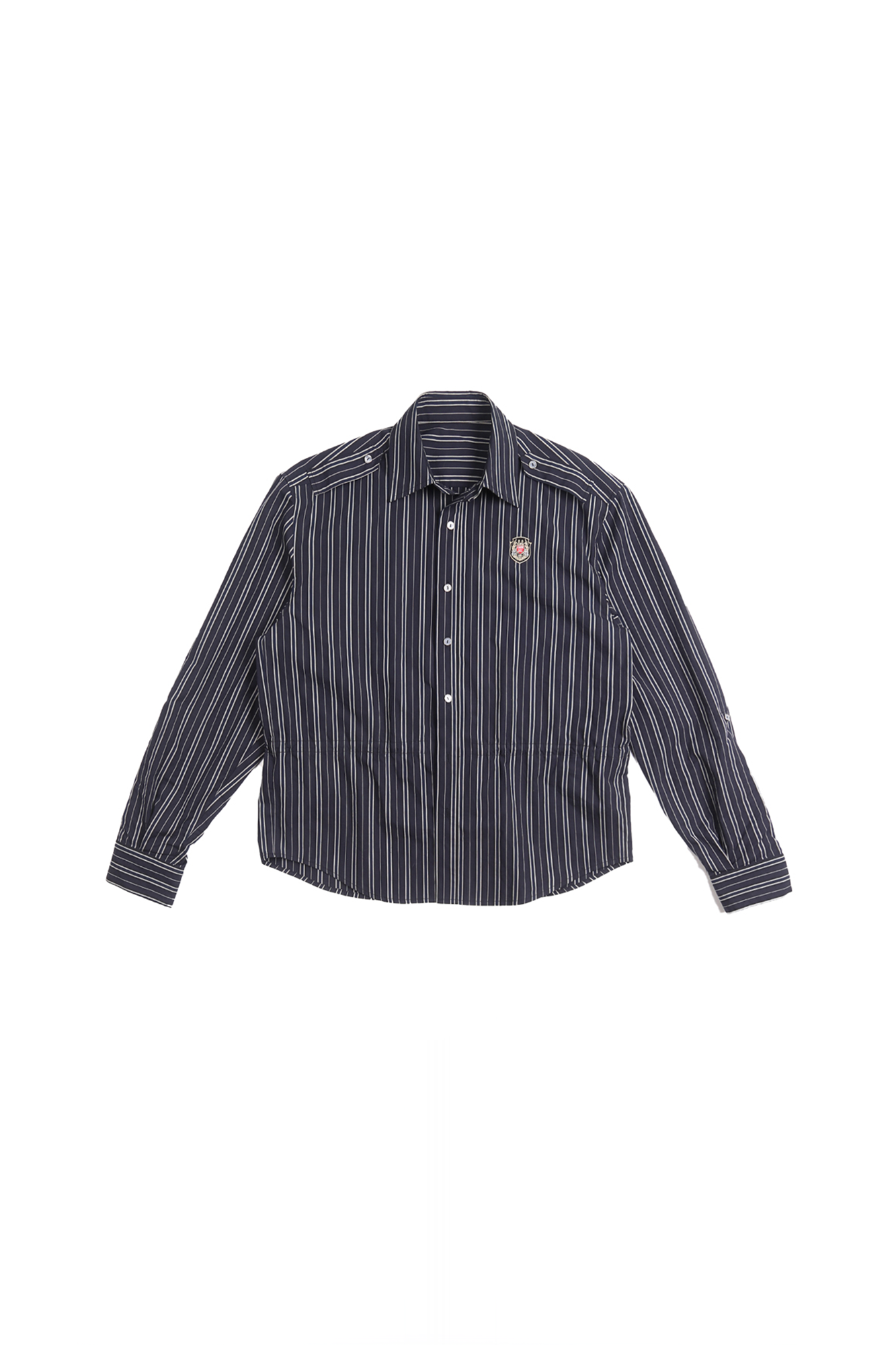 TRECLUB Striped Embroidered Drawstring-Waist Shirt
