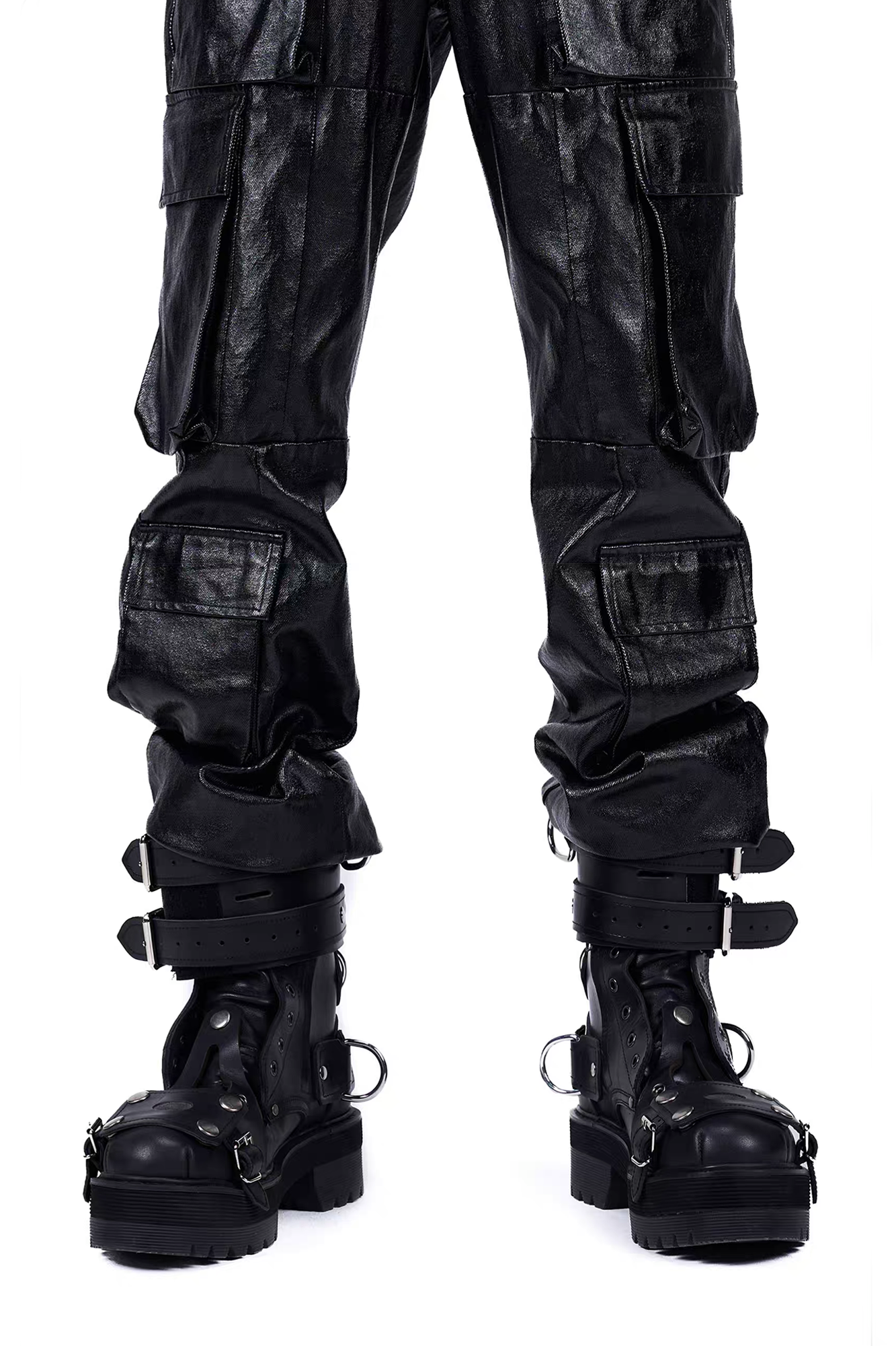 VANGUARDIA Coated Multi-Pocket Straight-Leg Pants