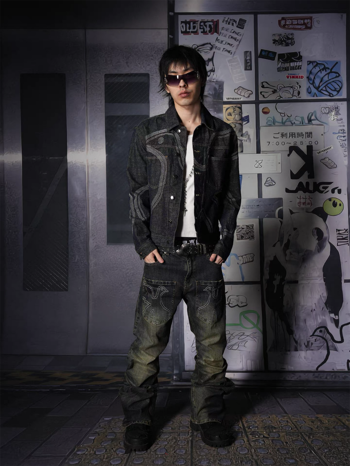VINKID Raw Denim Paneled Lapel Jacket, premium urban and streetwear designers apparel on PROJECTISR.com, VINKID