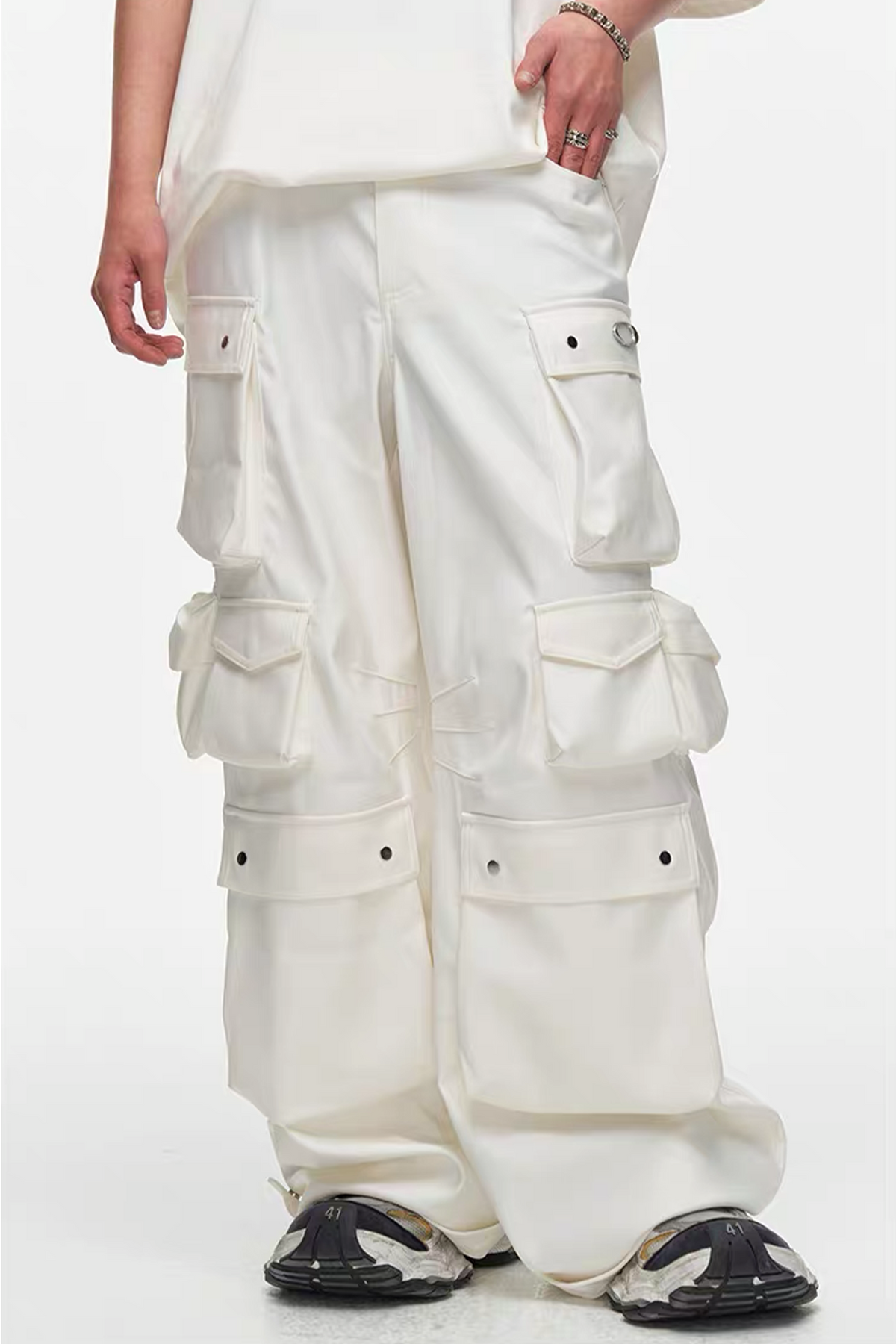 ARDENCODE Oversized Multi-Pocket Cargo Wide-Leg Pants, premium urban and streetwear designers apparel on PROJECTISR.com, ARDENCODE