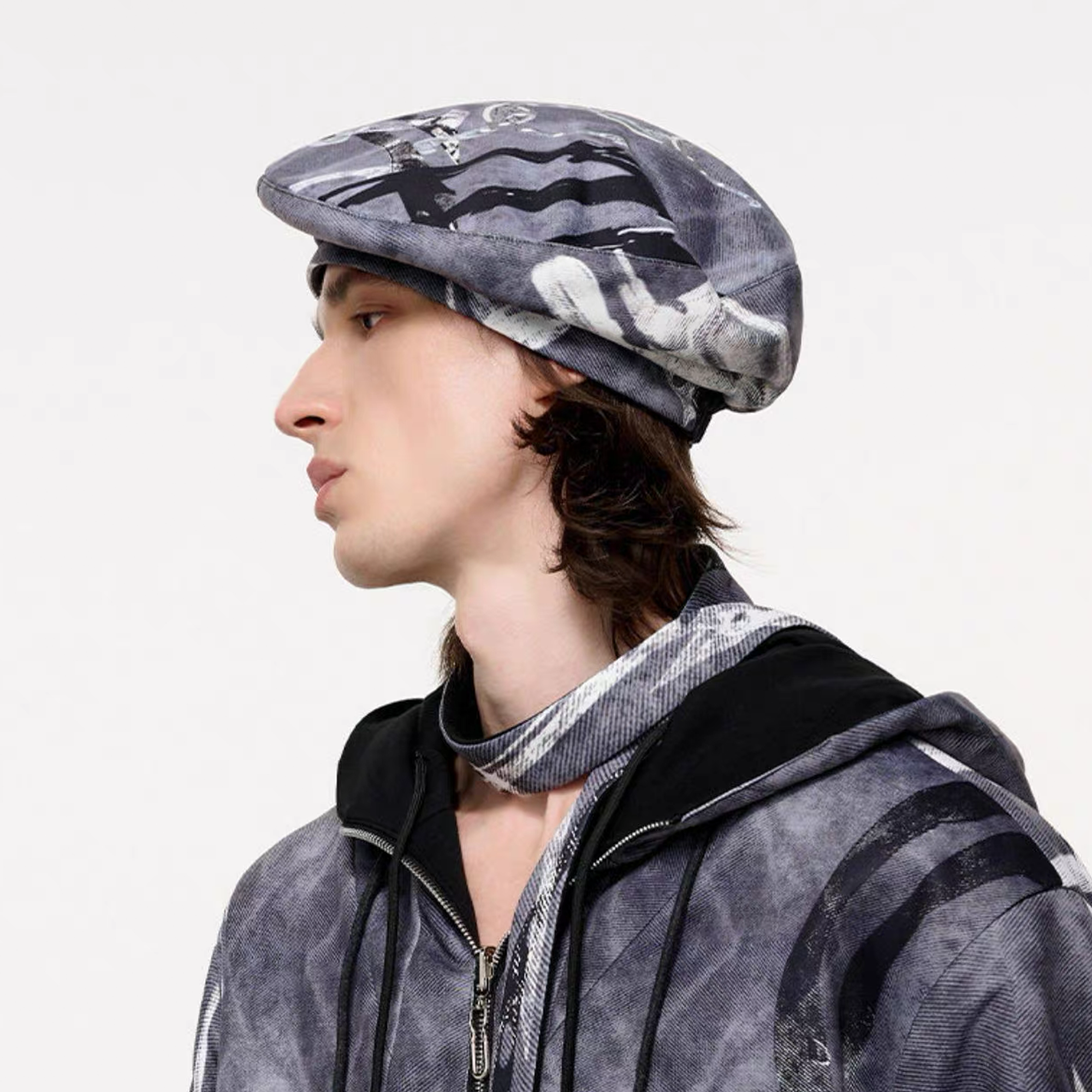 TIWILLTANG Abstract Reversible Graphic Beret