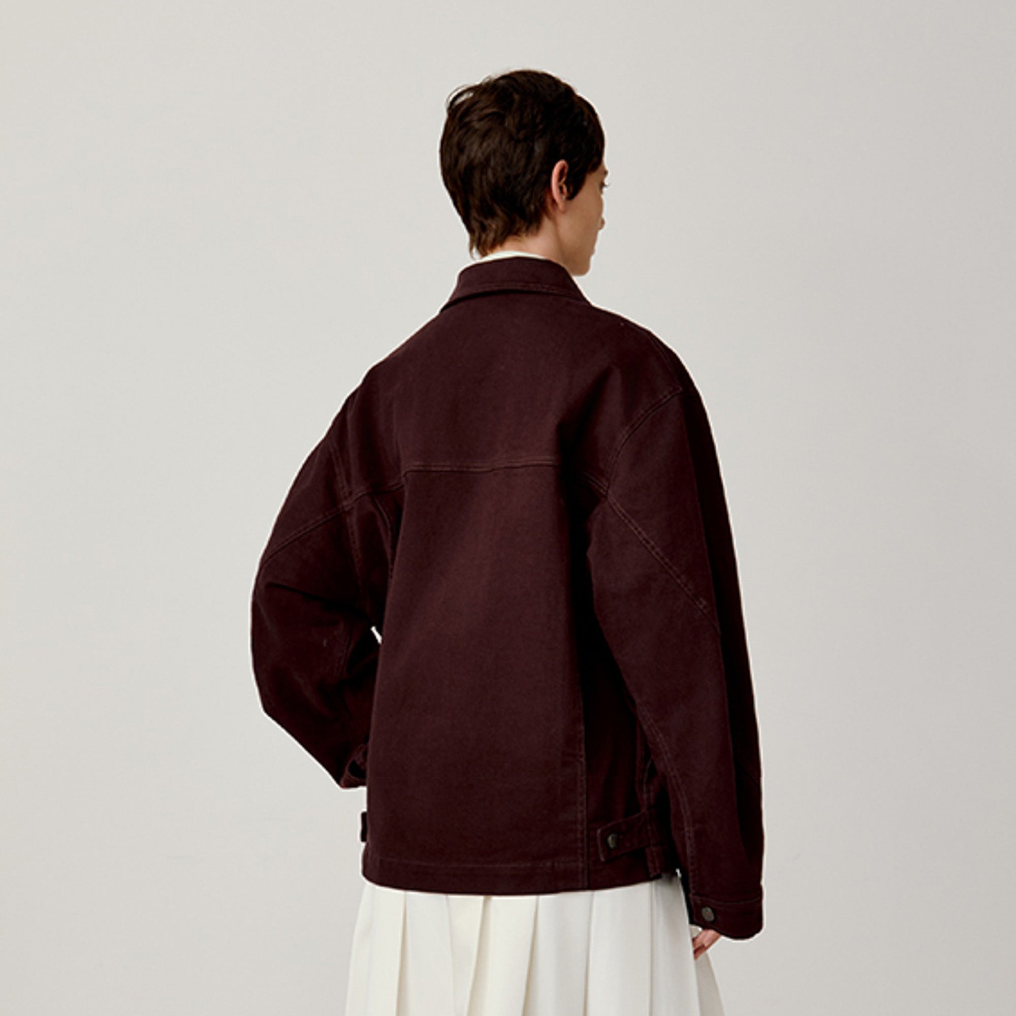 OPICLOTH Washed Patch-Pockets Curved-Cuffs Jacket