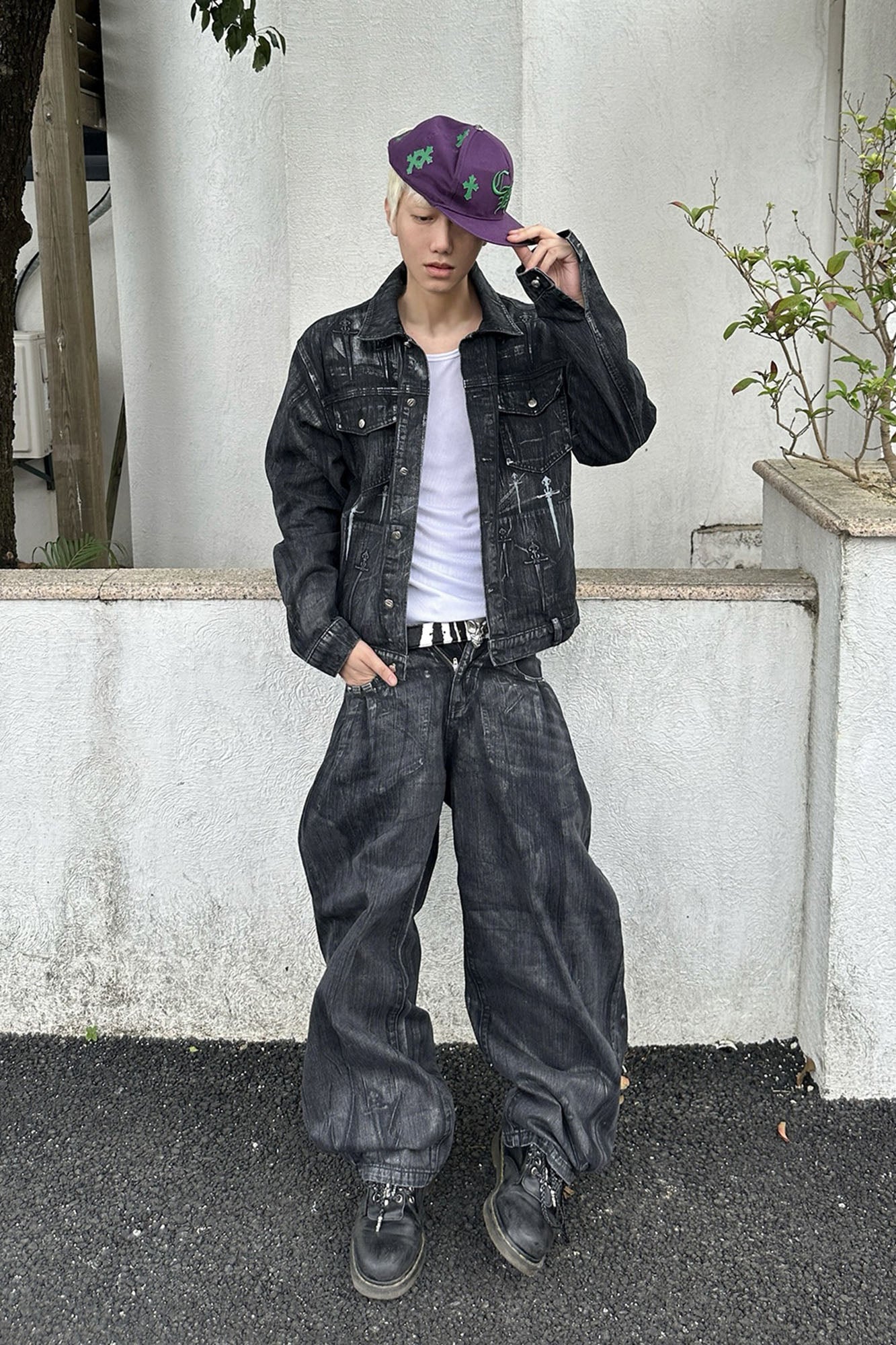 RECOVER ZONE Double Sword Waxed Faded Wash Denim Jacket, premium urban and streetwear designers apparel on PROJECTISR.com, RECOVER ZONE