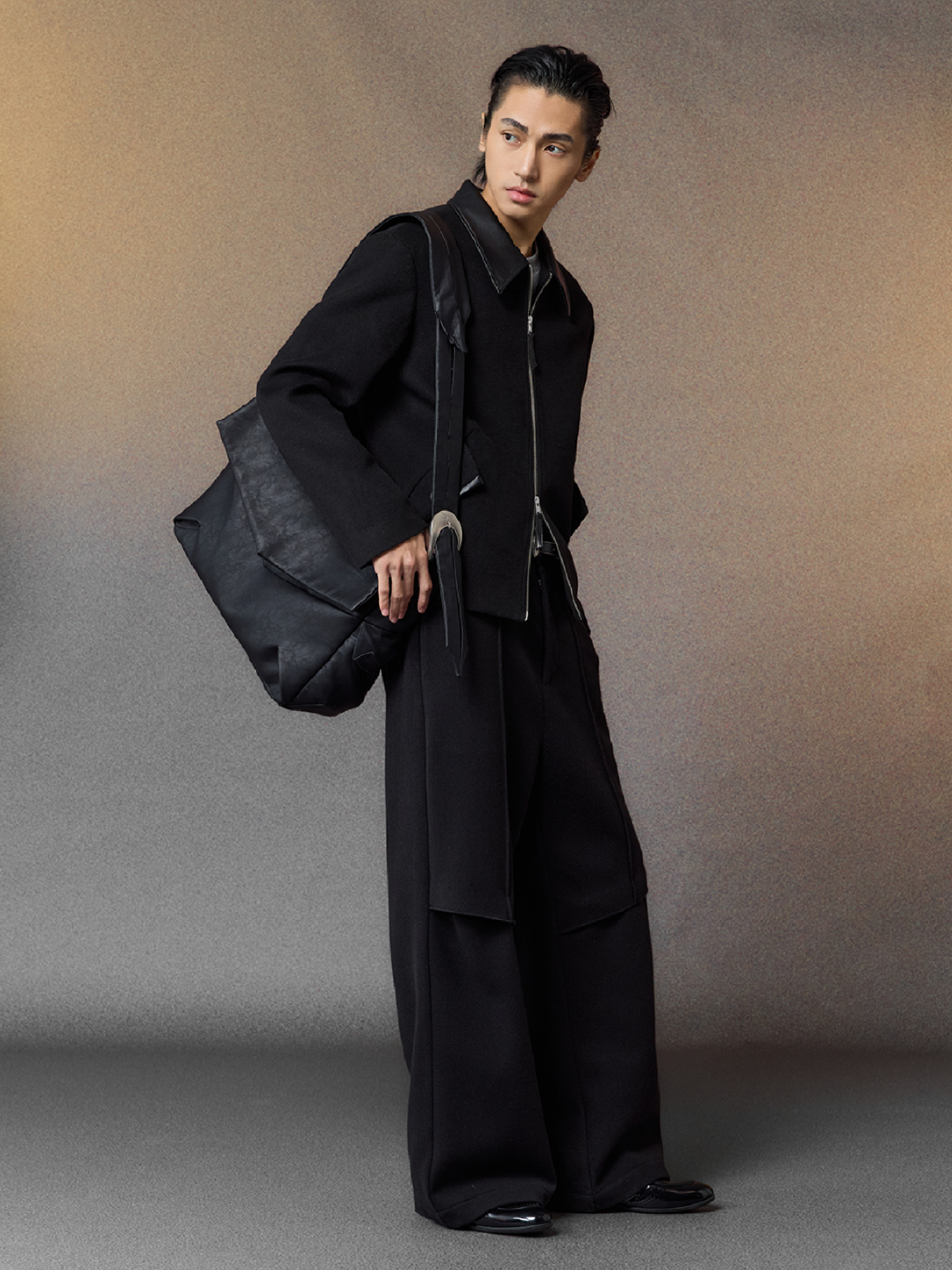 ALVNG AR ANTS PU Collar Wool-Blend Jacket, premium urban and streetwear designers apparel on PROJECTISR.com, ALVNG AR ANTS