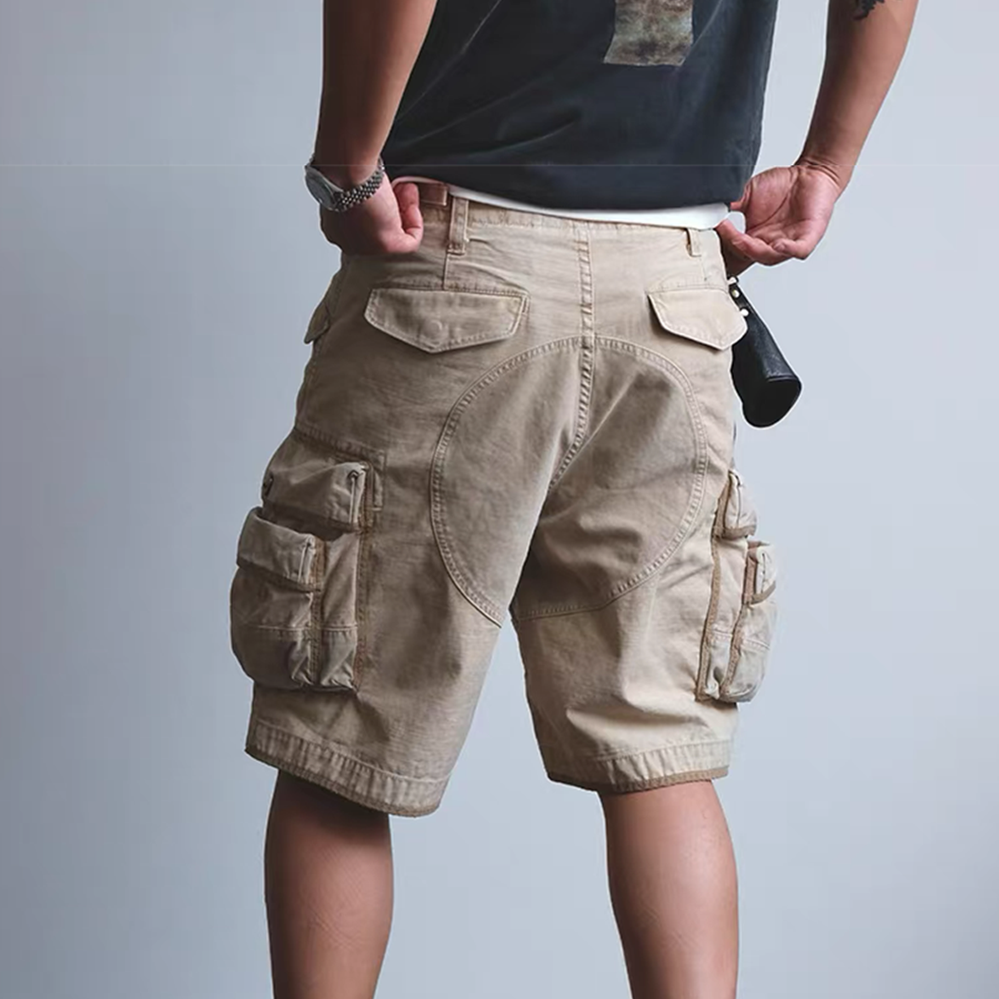 NEIGBORL Washed Multi-Pocket Cargo Shorts