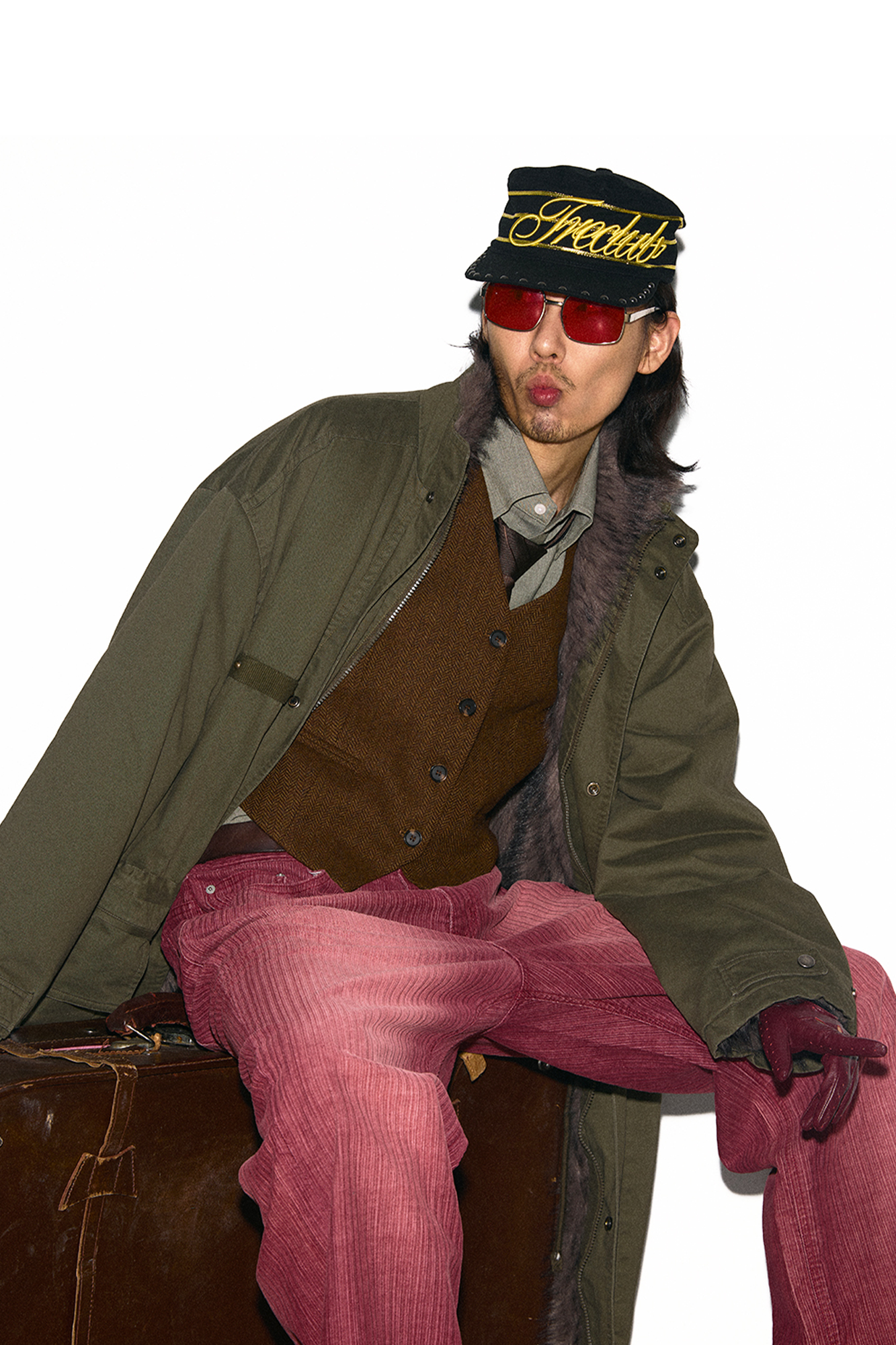 TRECLUB Retro Faux Fur Lining Oversized Parka