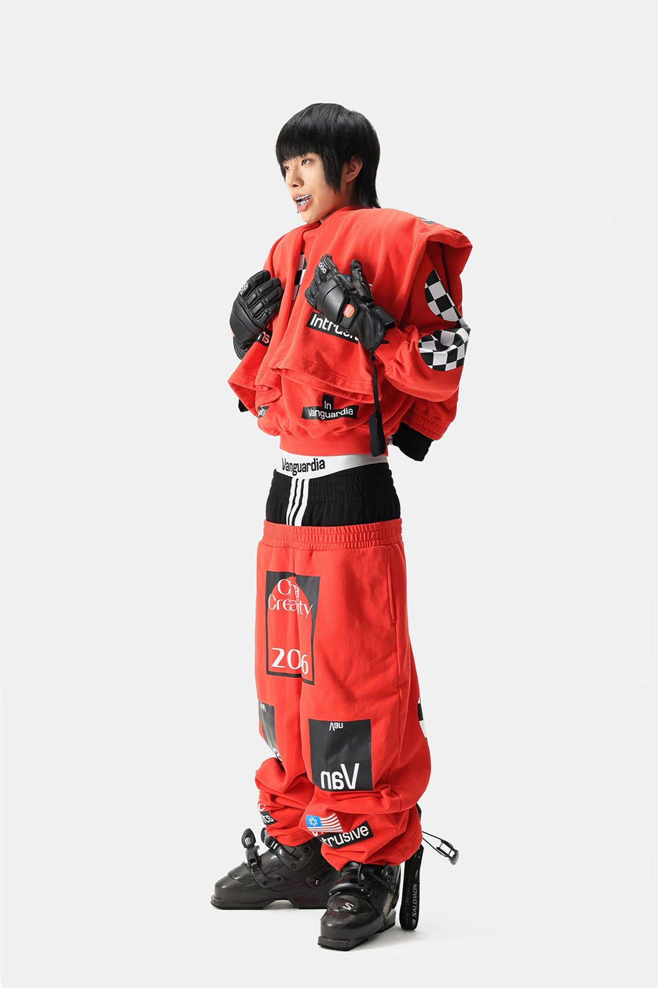 VANGUARDIA Dual-Waistband Sagging Sweatpants