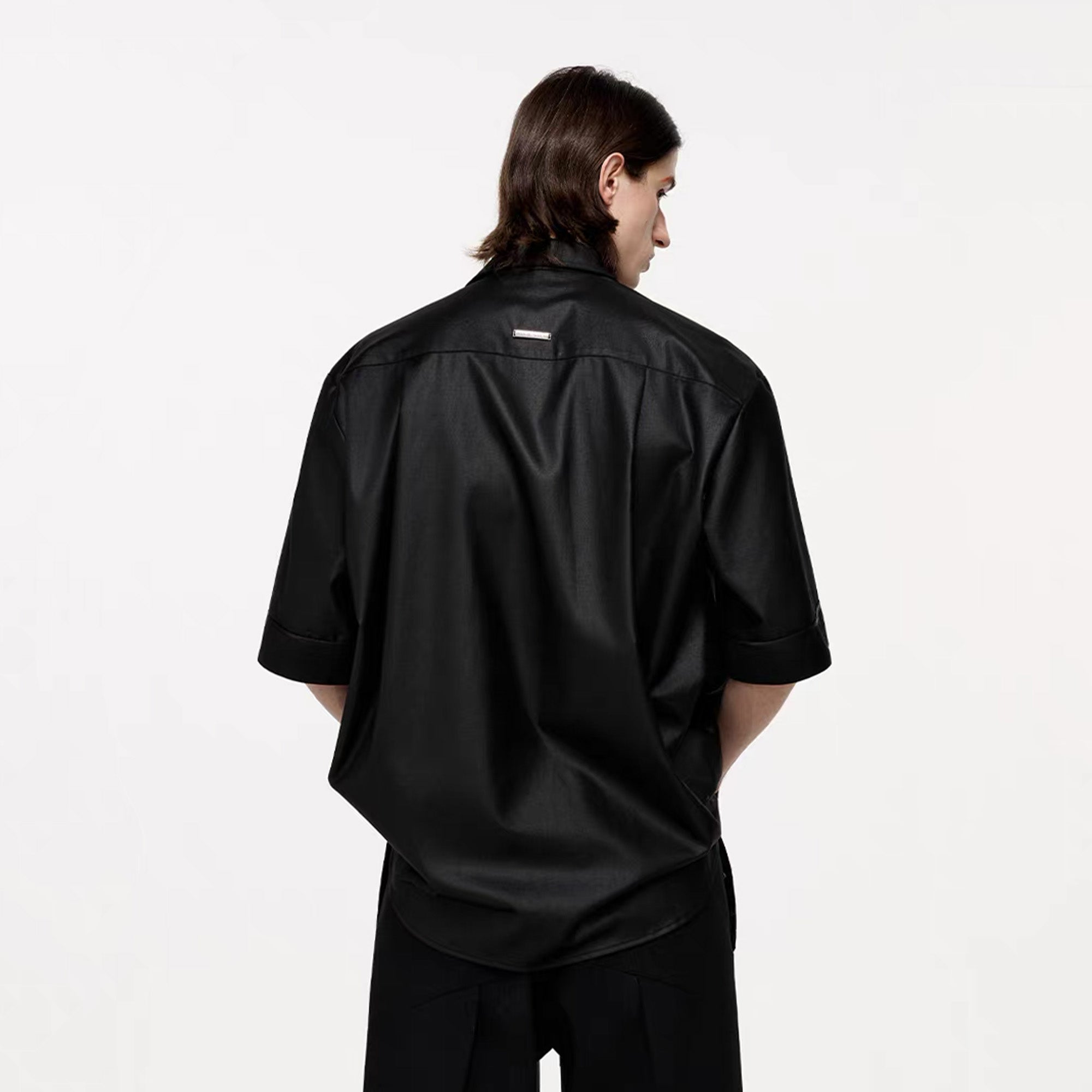 TIWILLTANG Draped Camp-Collar T Shirt, premium urban and streetwear designers apparel on PROJECTISR.com, TIWILLTANG