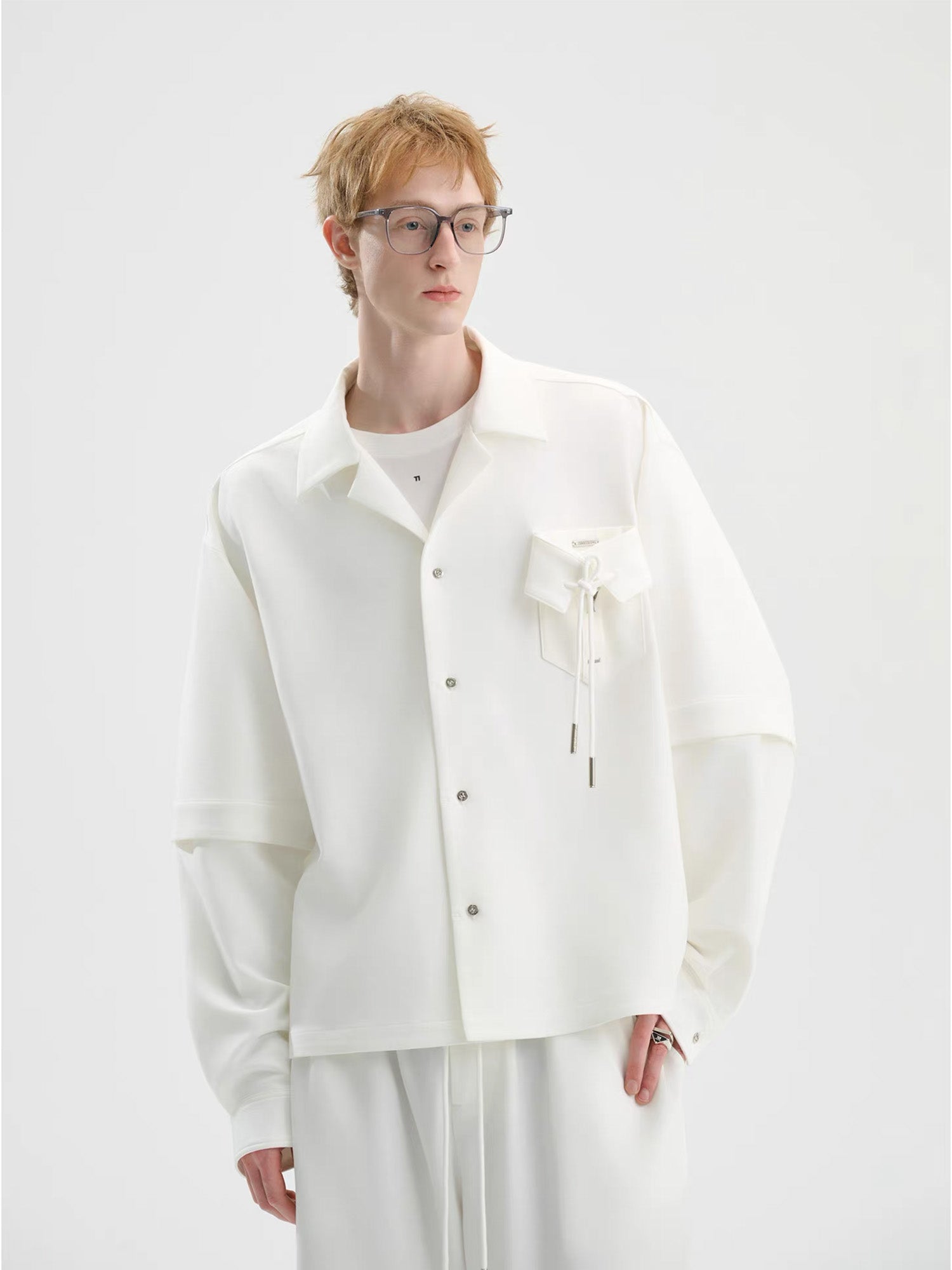TIWILLTANG Detachable-Sleeve Tie-Pocket Shirt, premium urban and streetwear designers apparel on PROJECTISR.com, TIWILLTANG