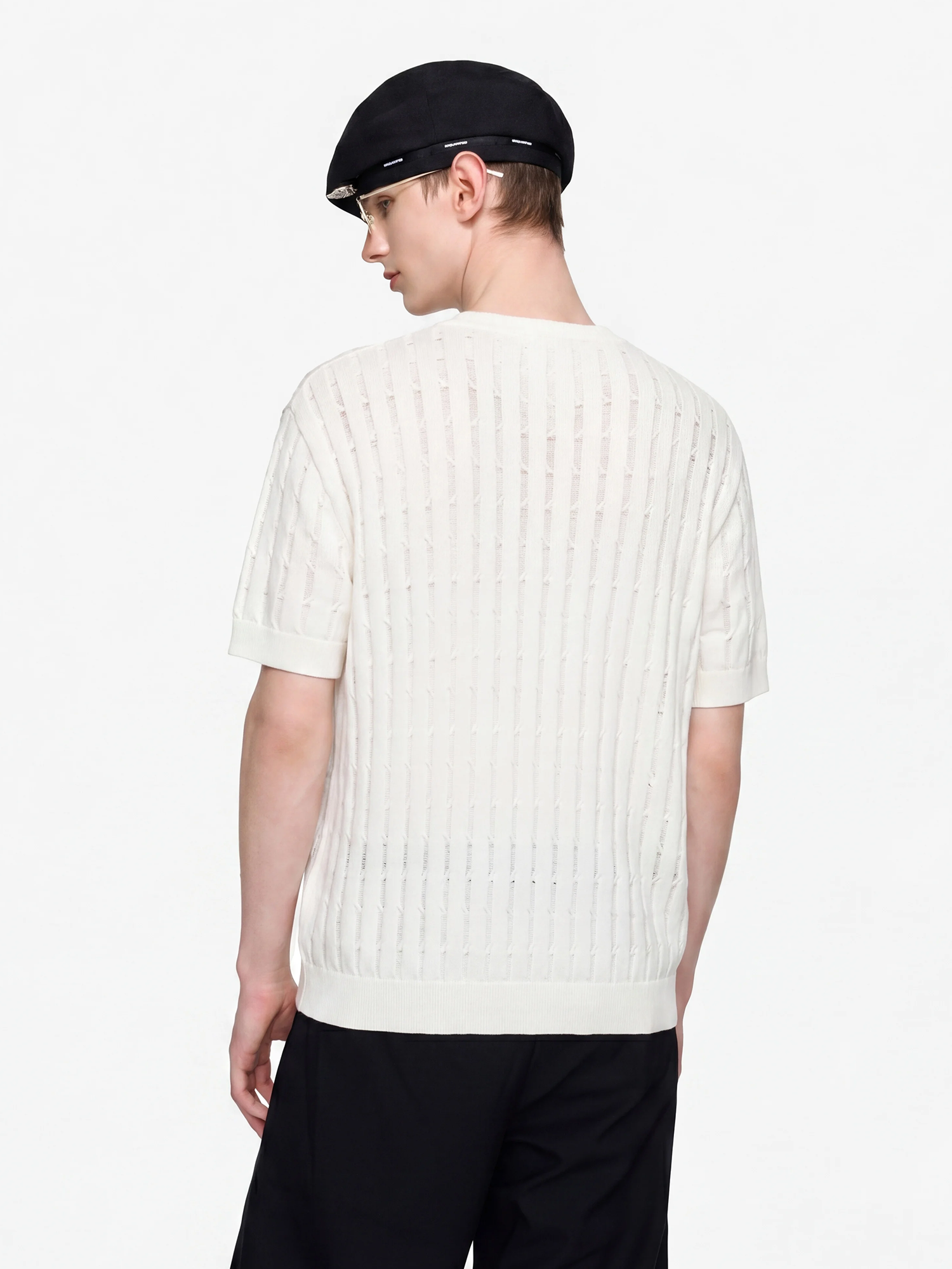 TIWILLTANG Essential Openwork Knitted T Shirt