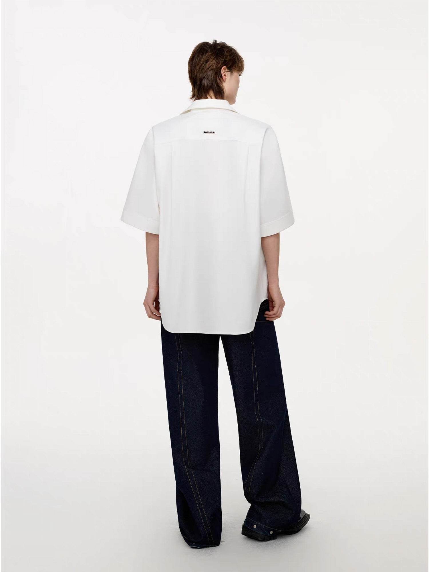 TIWILLTANG Draped Camp-Collar T Shirt, premium urban and streetwear designers apparel on PROJECTISR.com, TIWILLTANG