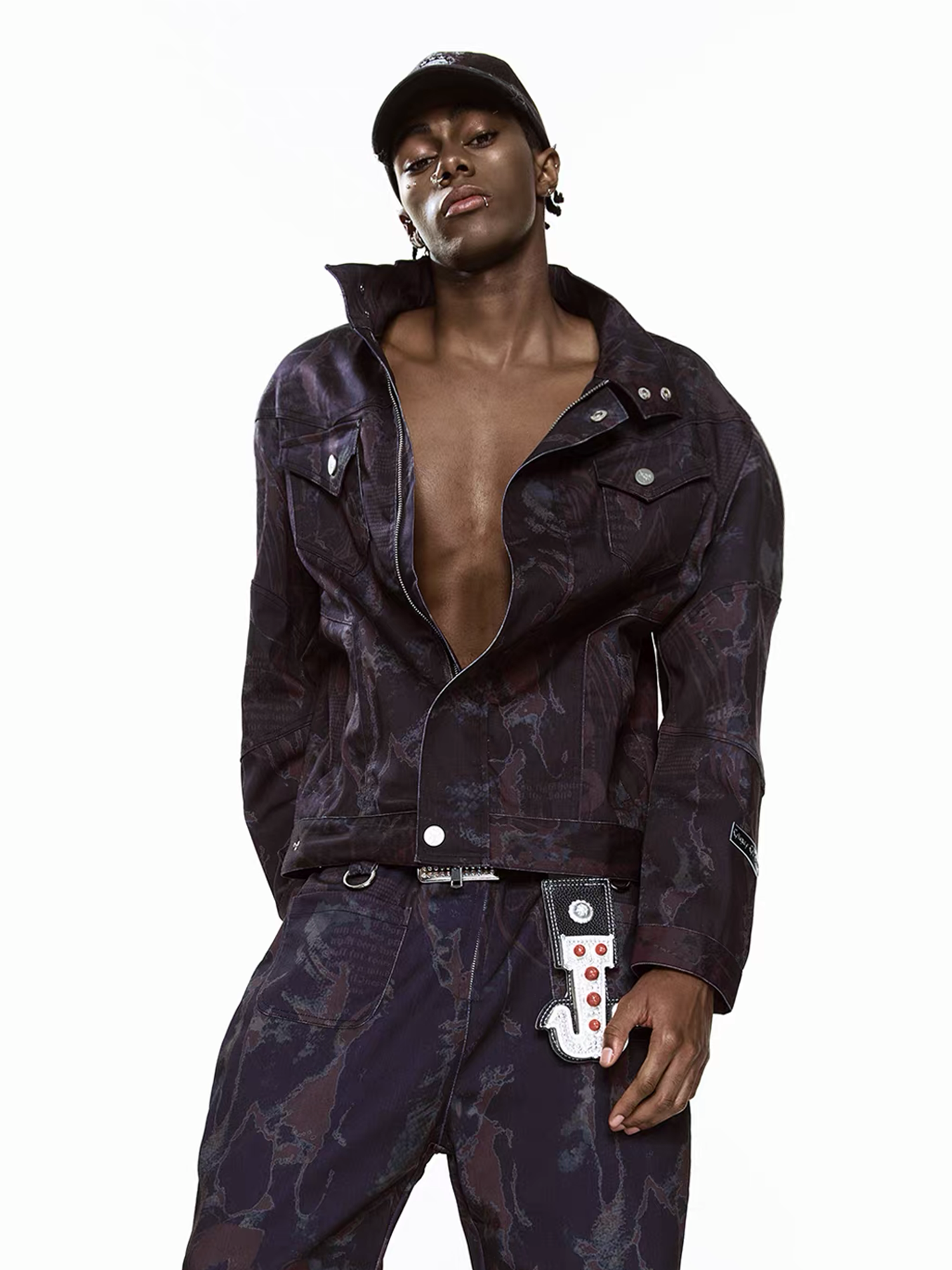 CYCYCY Punk Graffiti Denim Jacket