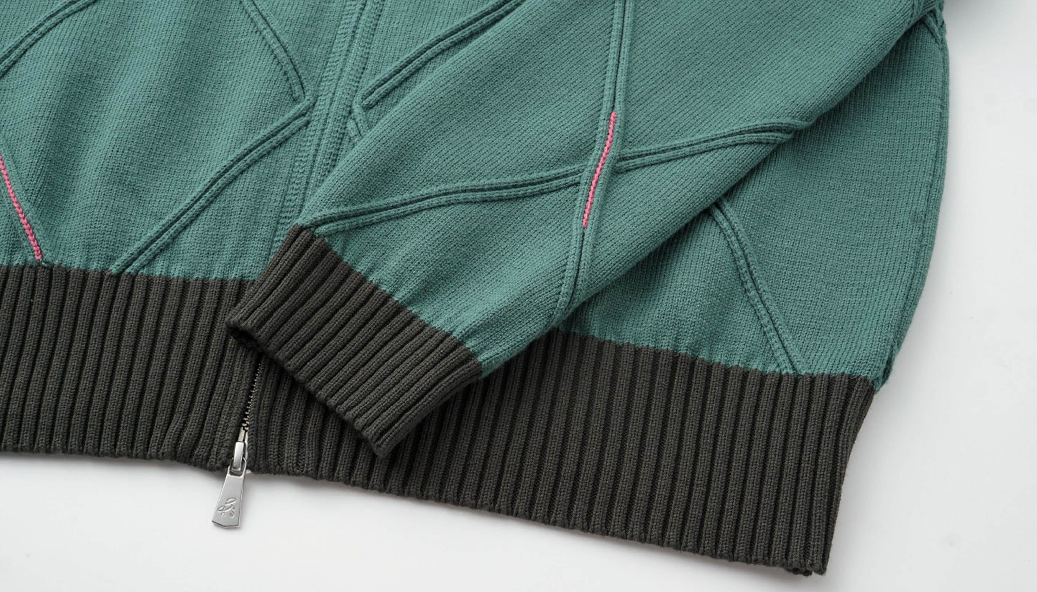 ALVNG AR ANTS Geometric Stitch Zip-Up Sweater, premium urban and streetwear designers apparel on PROJECTISR.com, ALVNG AR ANTS