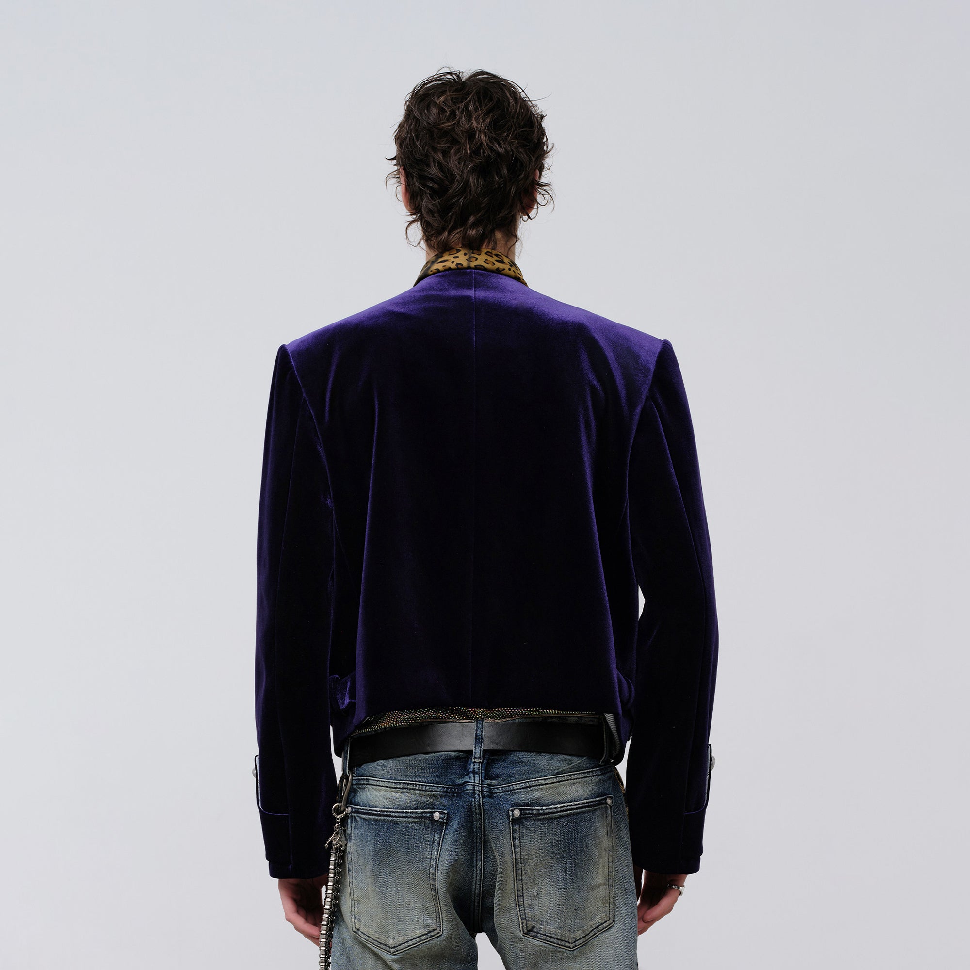FACEONLAB Velvet Operatic Cropped Jacket Purple, premium urban and streetwear designers apparel on PROJECTISR.com, FACEONLAB