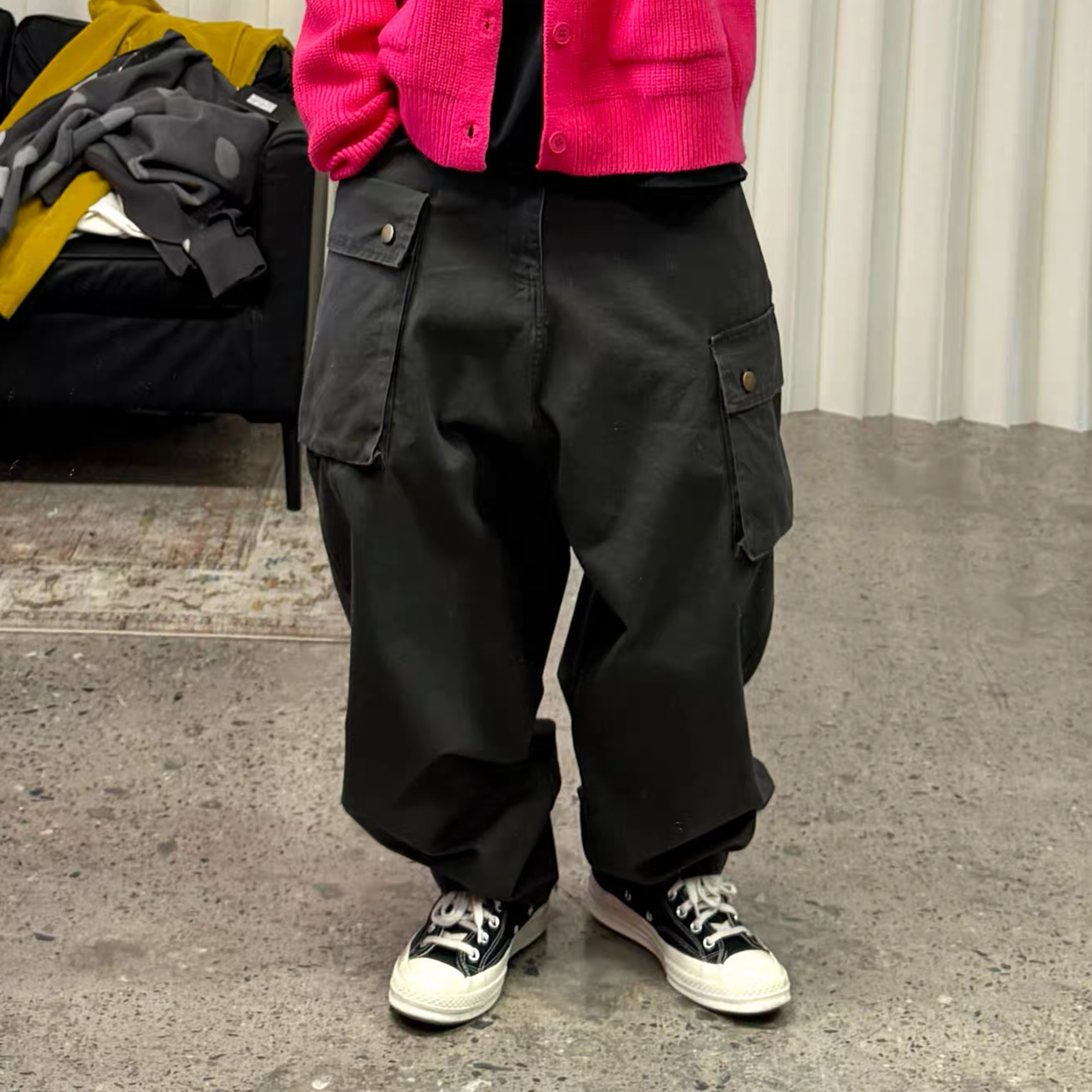 ME DA IGUAL Washed Multi-Pockets Tappered Cargo