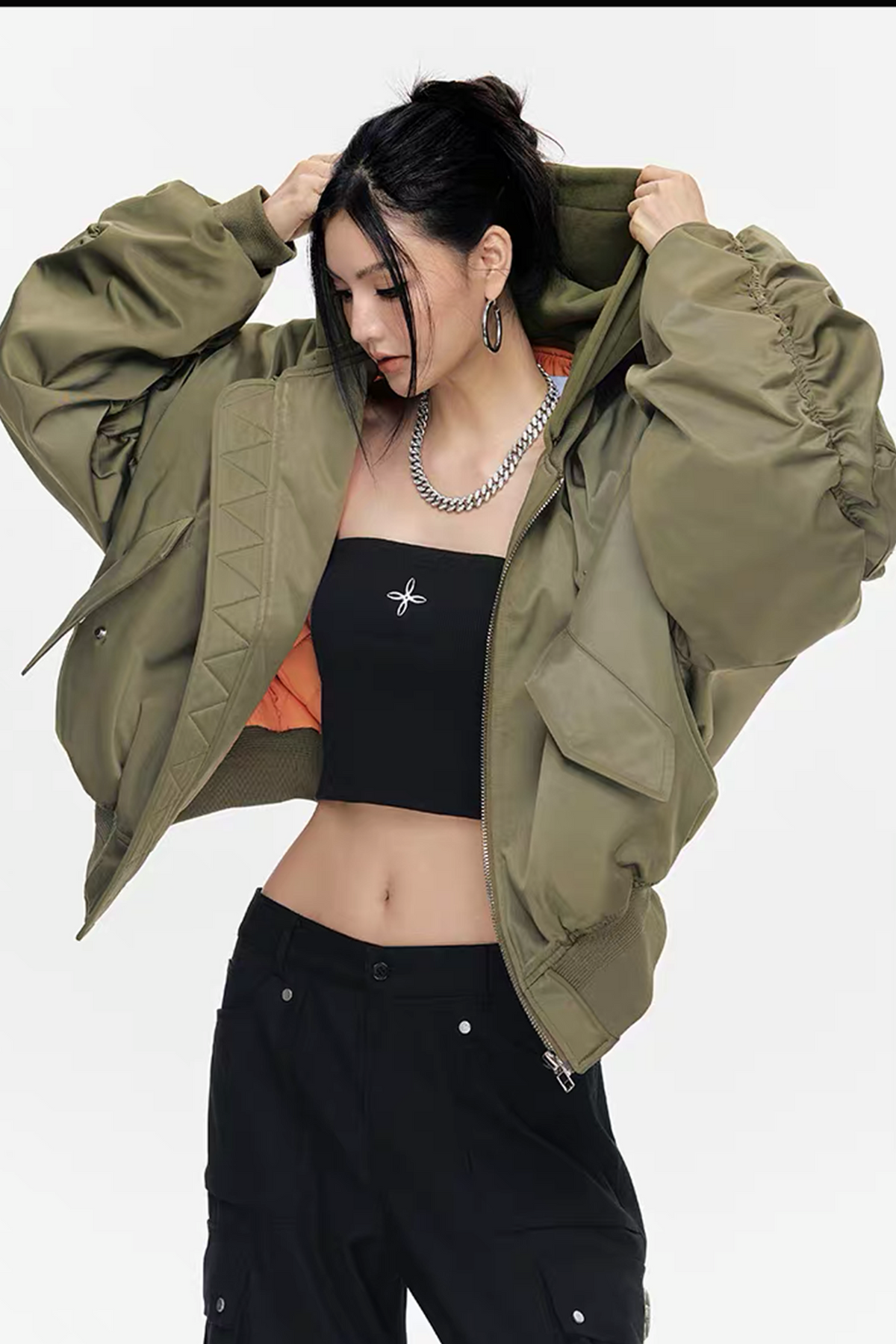 ARDENCODE Oversized Hooded Bomber Jacket, premium urban and streetwear designers apparel on PROJECTISR.com, ARDENCODE