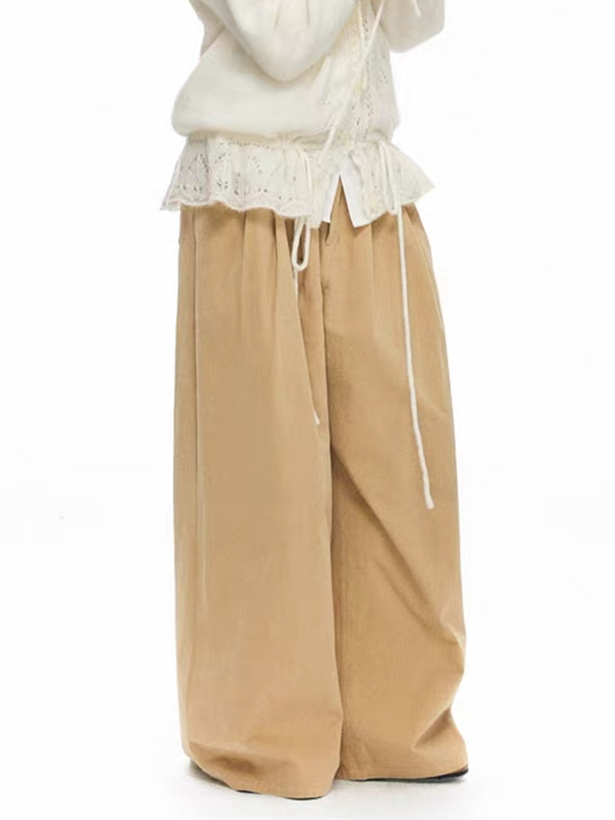 TGNS Retro Classic Pleated Wide-Leg Trousers