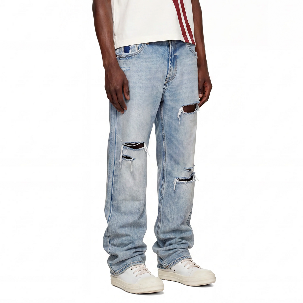 ZWDH Distressed Straight-Leg Mid-Rise Jeans