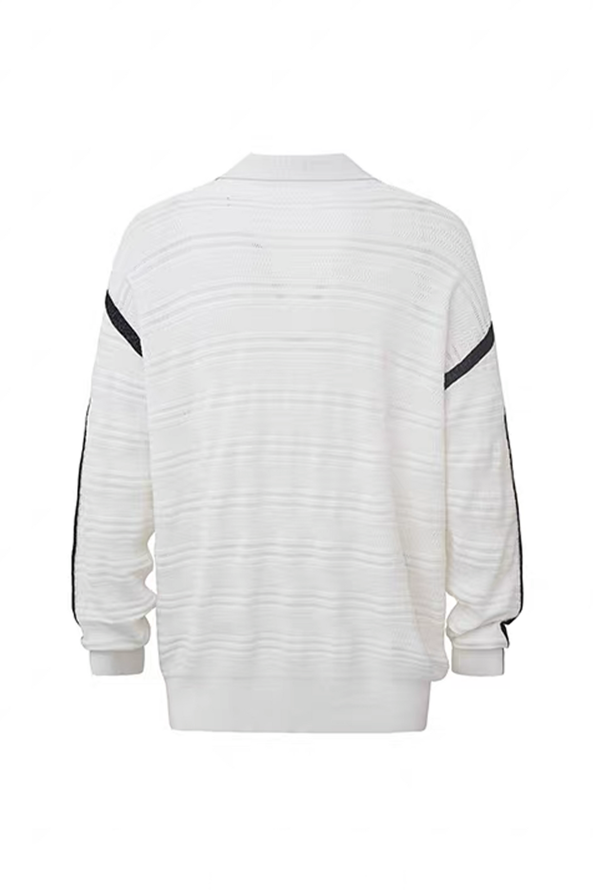 TIWILLTANG Contrast Striped Lace-Up Collar Pullover Sweater