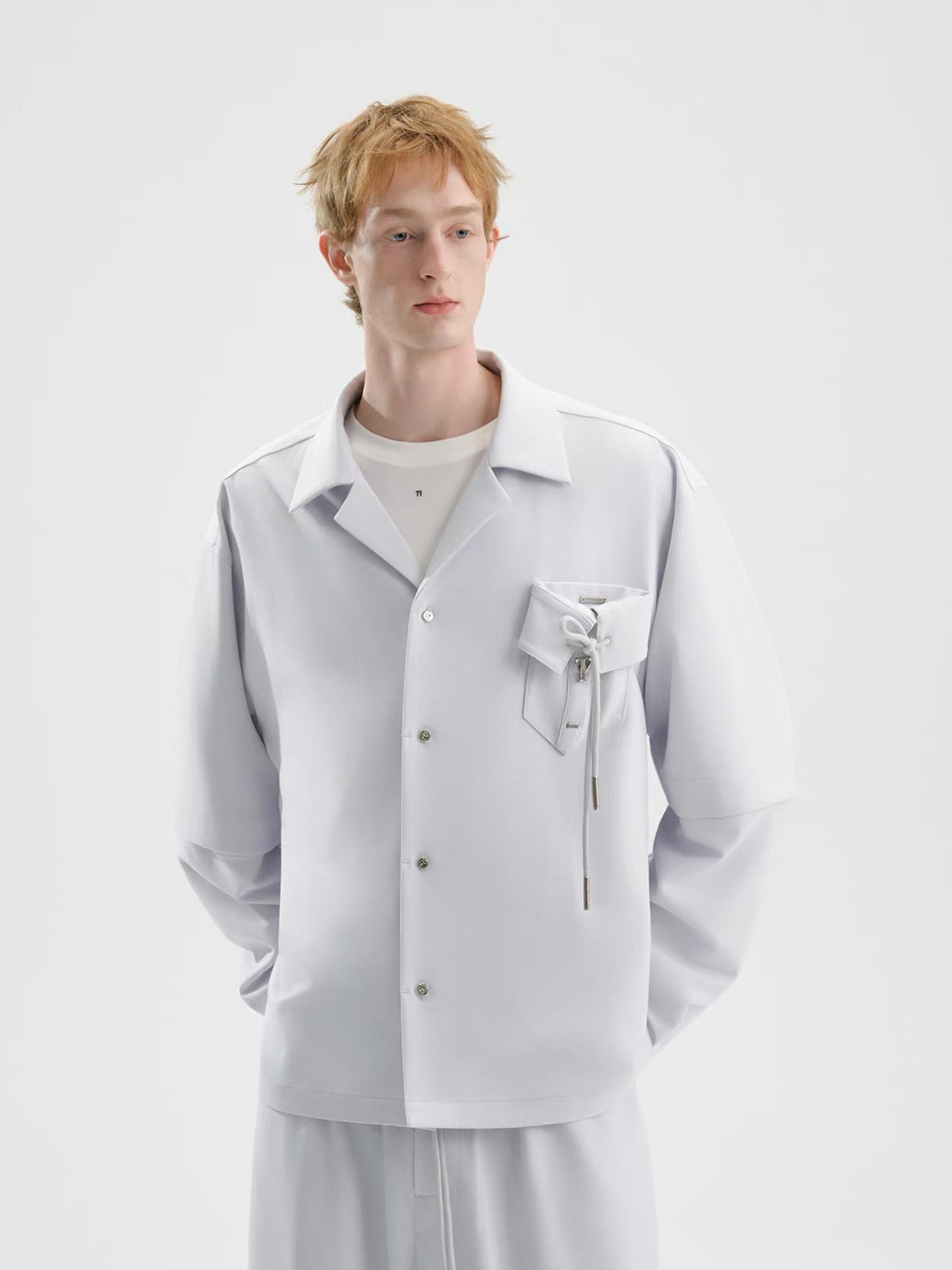 TIWILLTANG Detachable-Sleeve Tie-Pocket Shirt, premium urban and streetwear designers apparel on PROJECTISR.com, TIWILLTANG