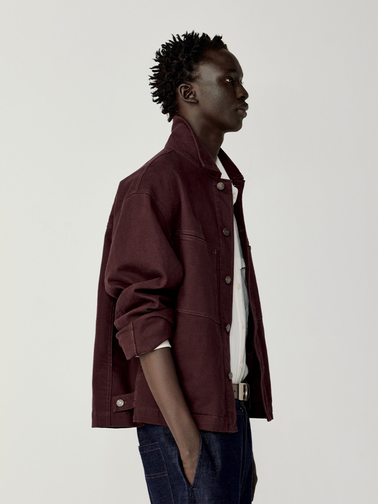 OPICLOTH Washed Patch-Pockets Curved-Cuffs Jacket