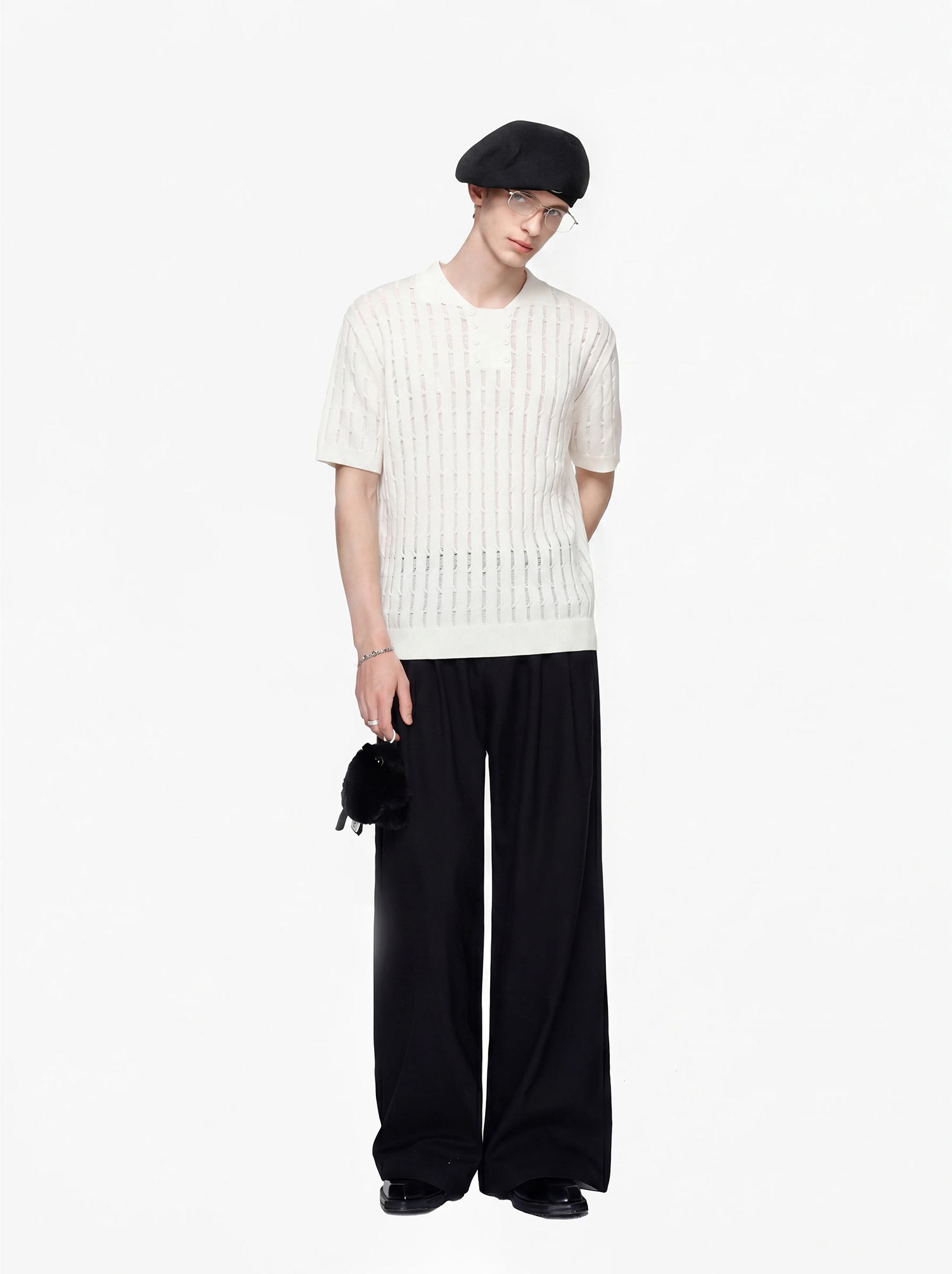 TIWILLTANG Essential Openwork Knitted T Shirt