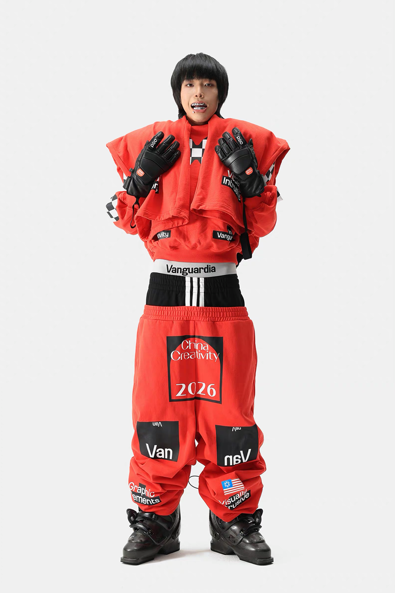 VANGUARDIA Dual-Waistband Sagging Sweatpants
