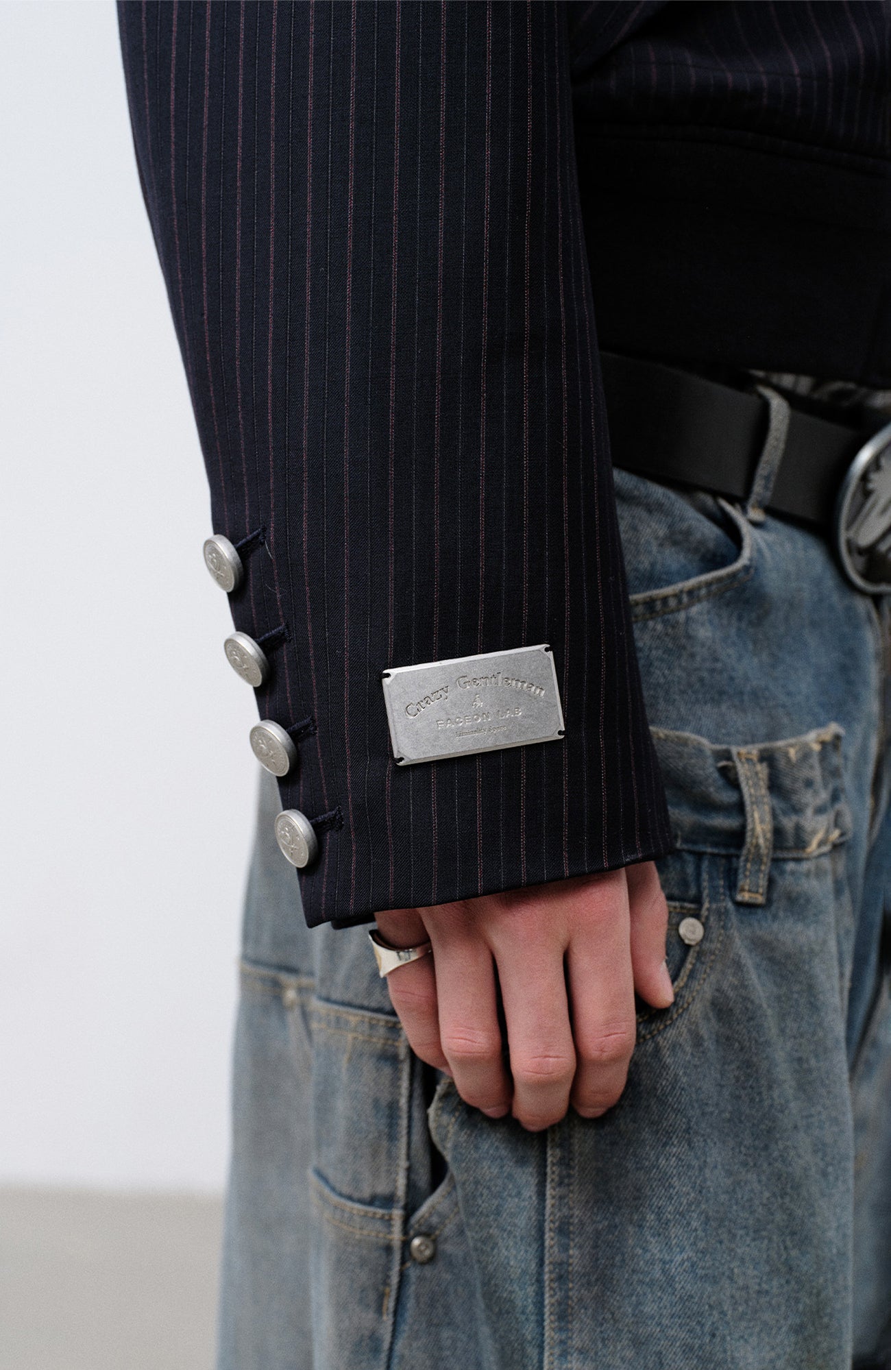 FACEONLAB Arm-Patched Bomber Jacket Navy, premium urban and streetwear designers apparel on PROJECTISR.com, FACEONLAB