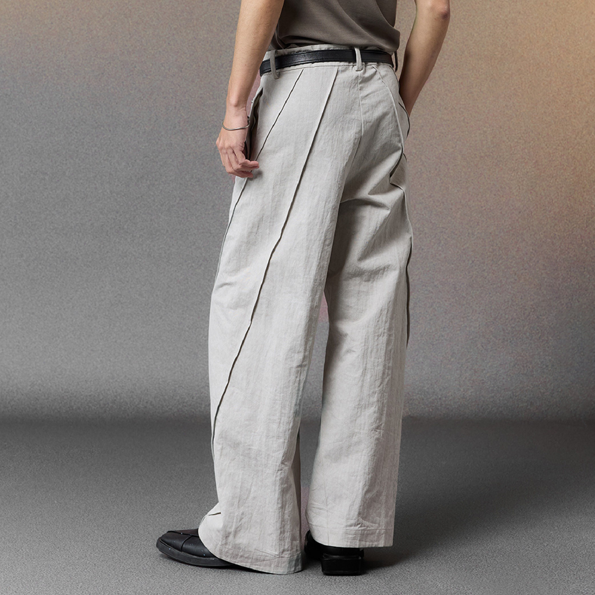 ALVNG AR ANTS Curved-Panel Folded-Waist Trousers