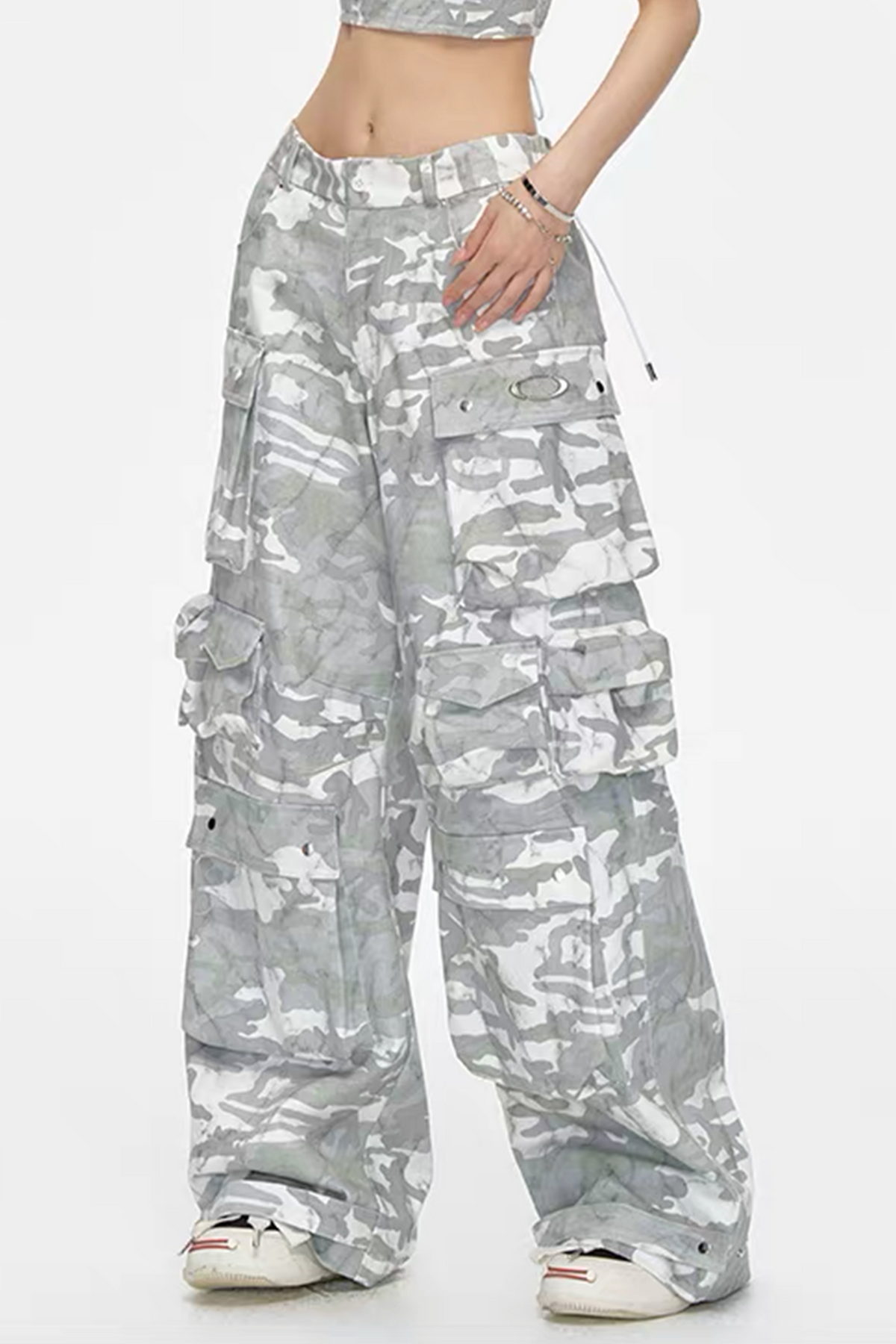 ARDENCODE Camo Multi-Pocket Wide-Leg Cargo Pants, premium urban and streetwear designers apparel on PROJECTISR.com, ARDENCODE