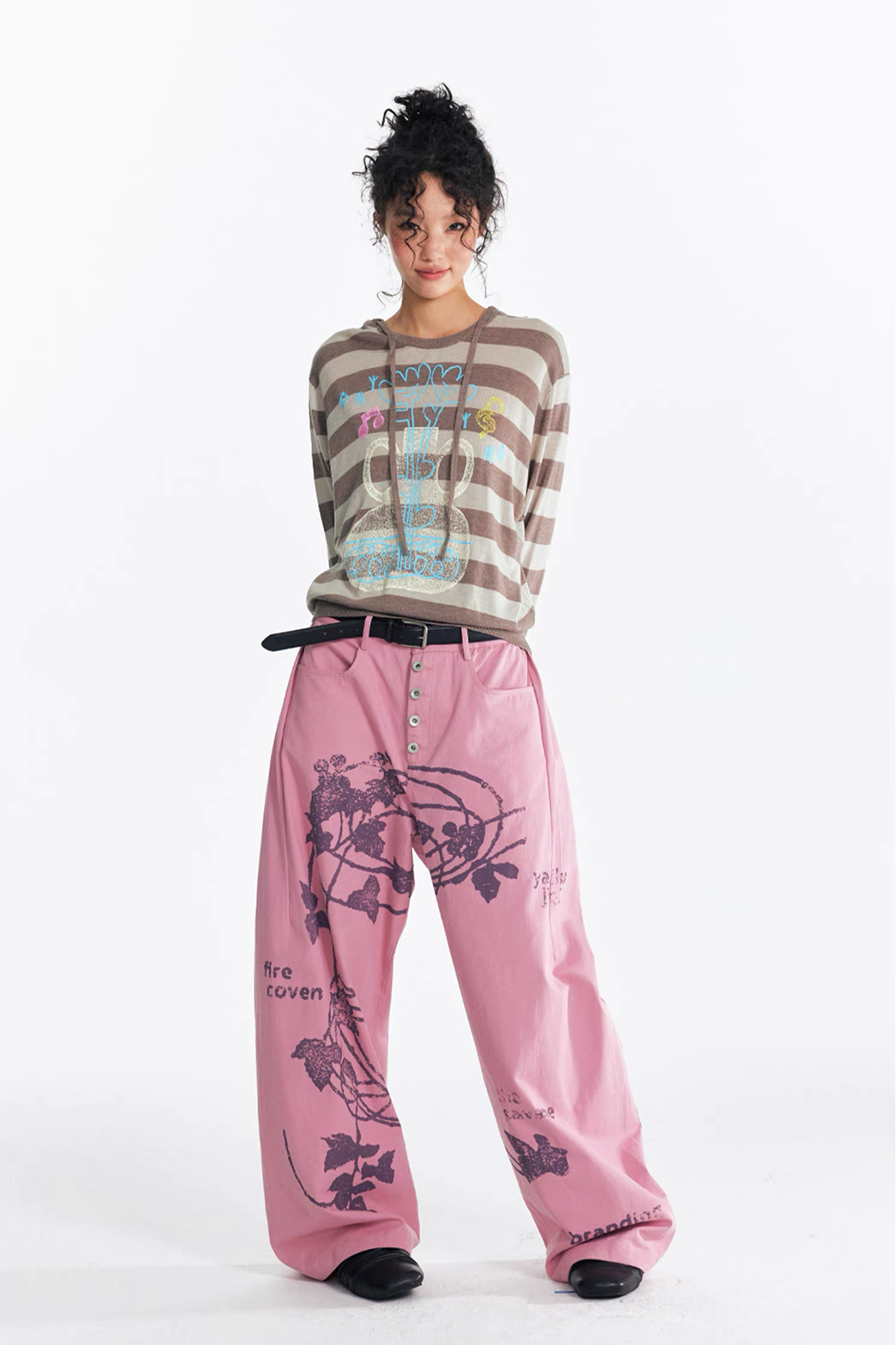 1997 POSTOFFICE Lilac Vine Full-Print Curved Jeans