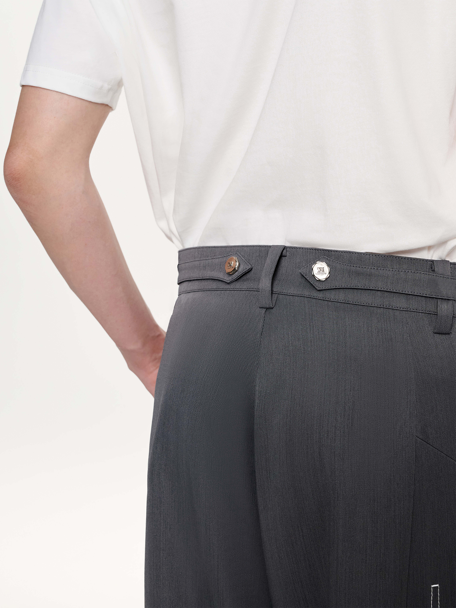 TIWILLTANG Draped Wide-Leg Trousers