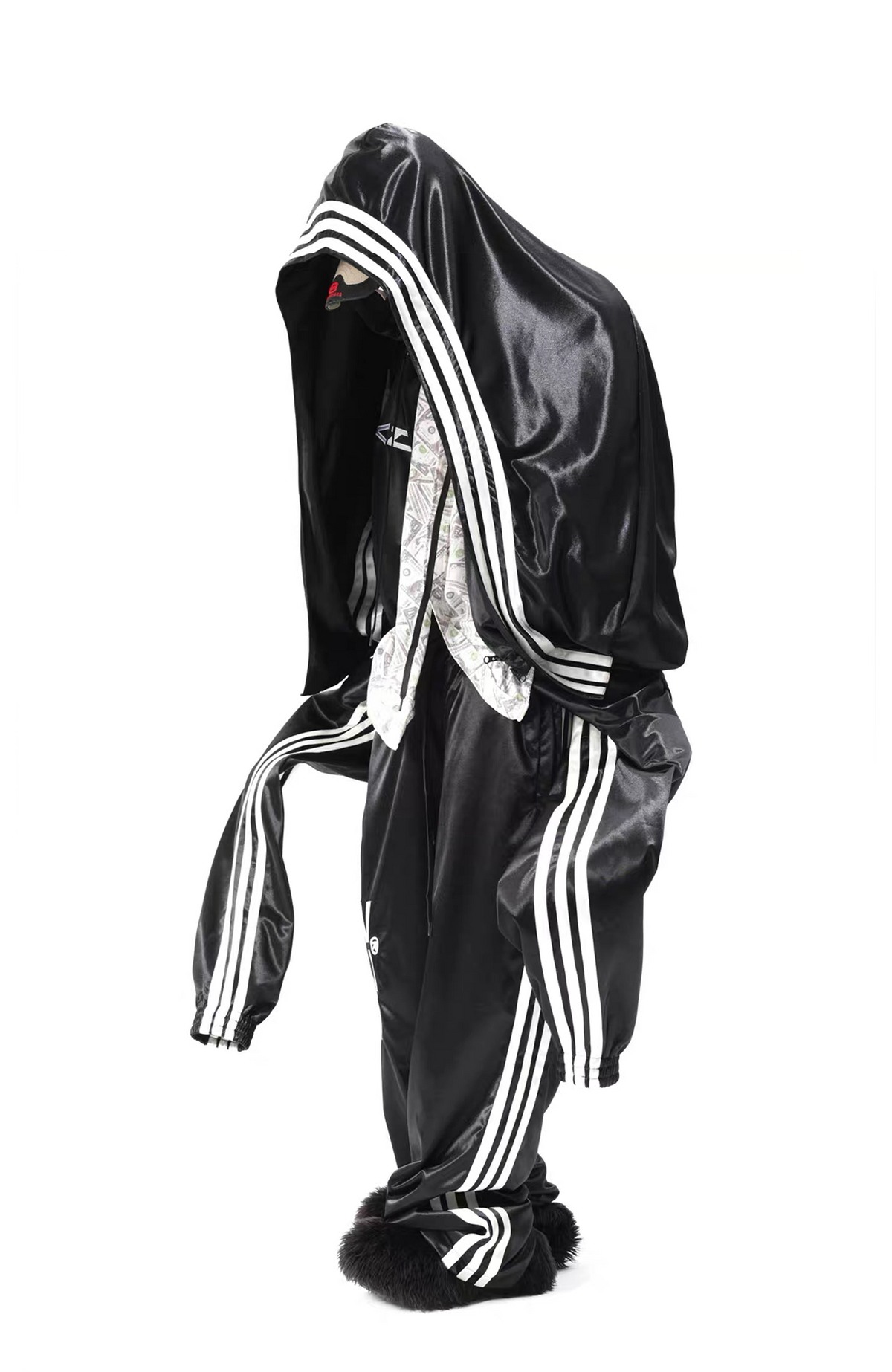 VANGUARDIA Faux One-Piece Contrast Stripe Straight-Leg Pants