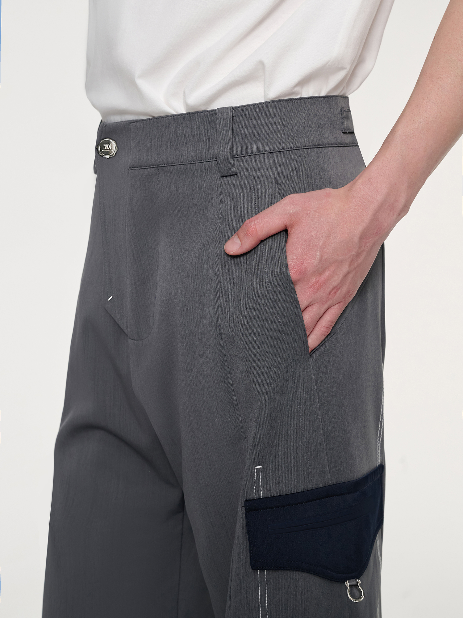 TIWILLTANG Draped Wide-Leg Trousers