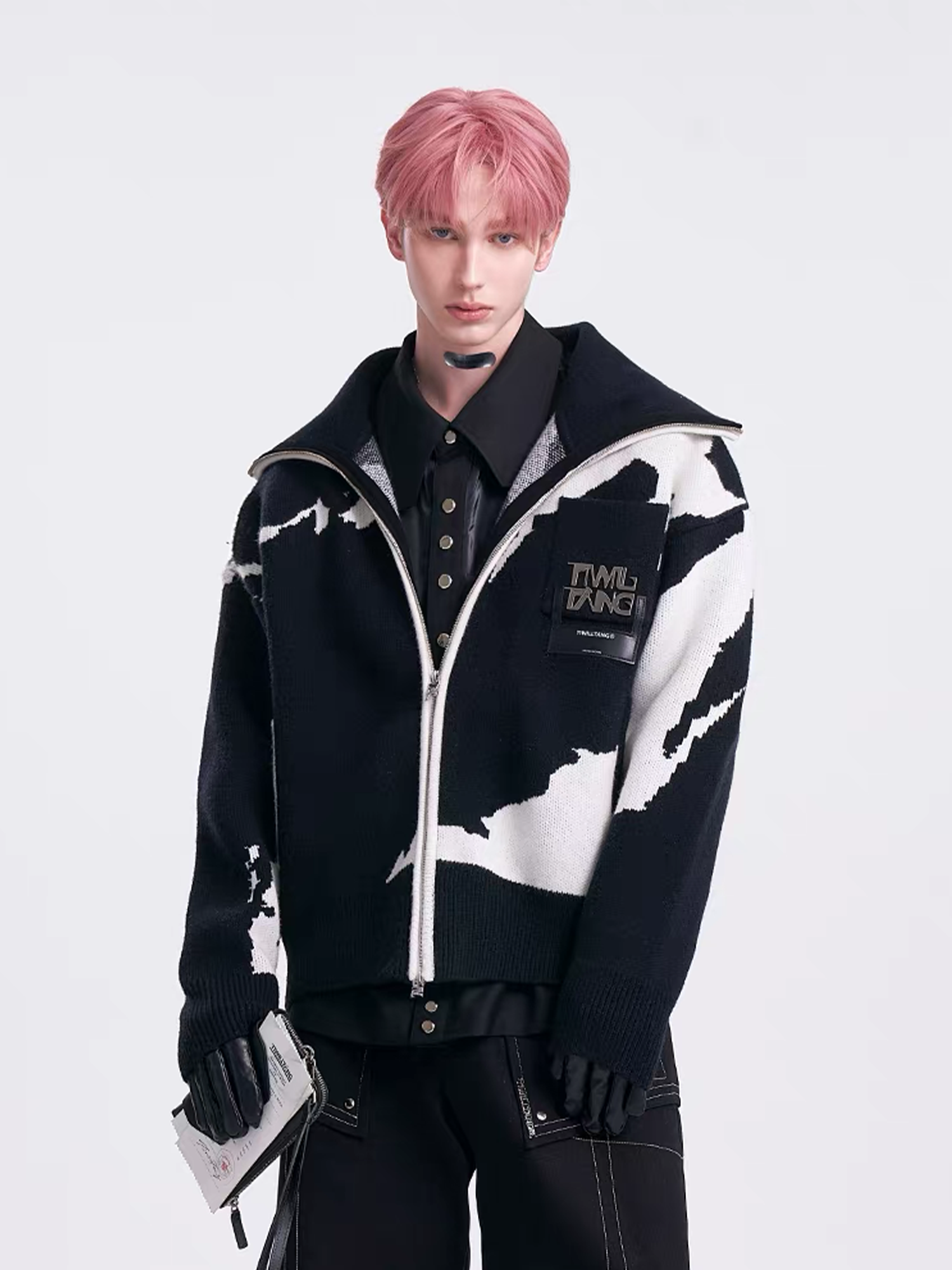 TIWILLTANG Jacquard LOGO Patch Knit Jacket