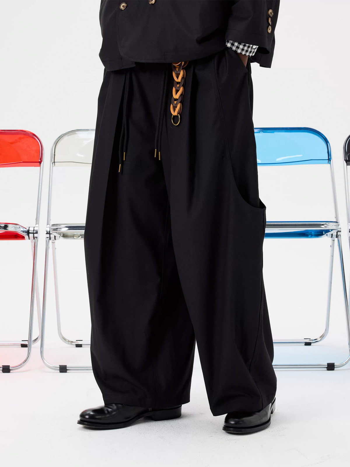 UNLIMITED MOTE Striped Wide-Leg Balloon Pants, premium urban and streetwear designers apparel on PROJECTISR.com, UNLIMITED MOTE