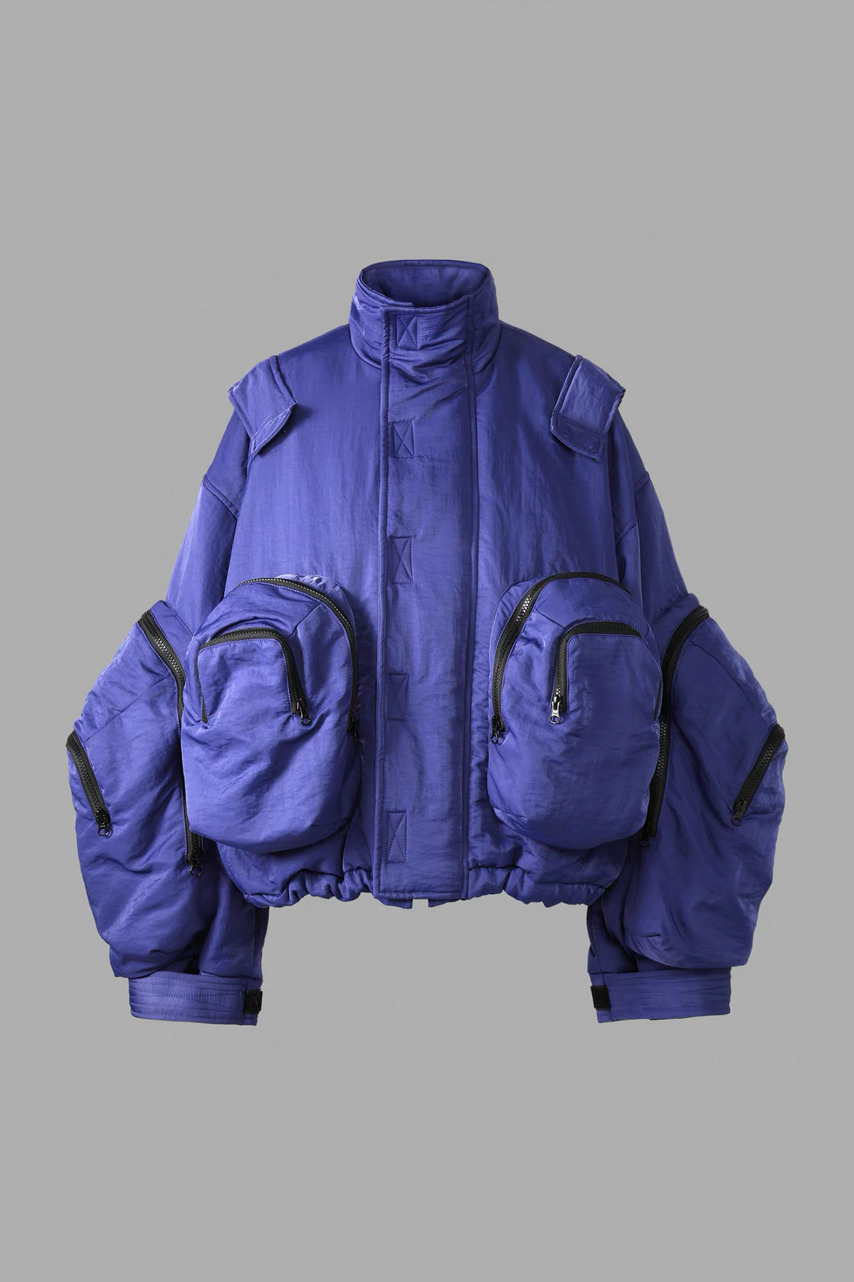 VANGUARDIA Multi-Pocket Cropped Puffer Jacket