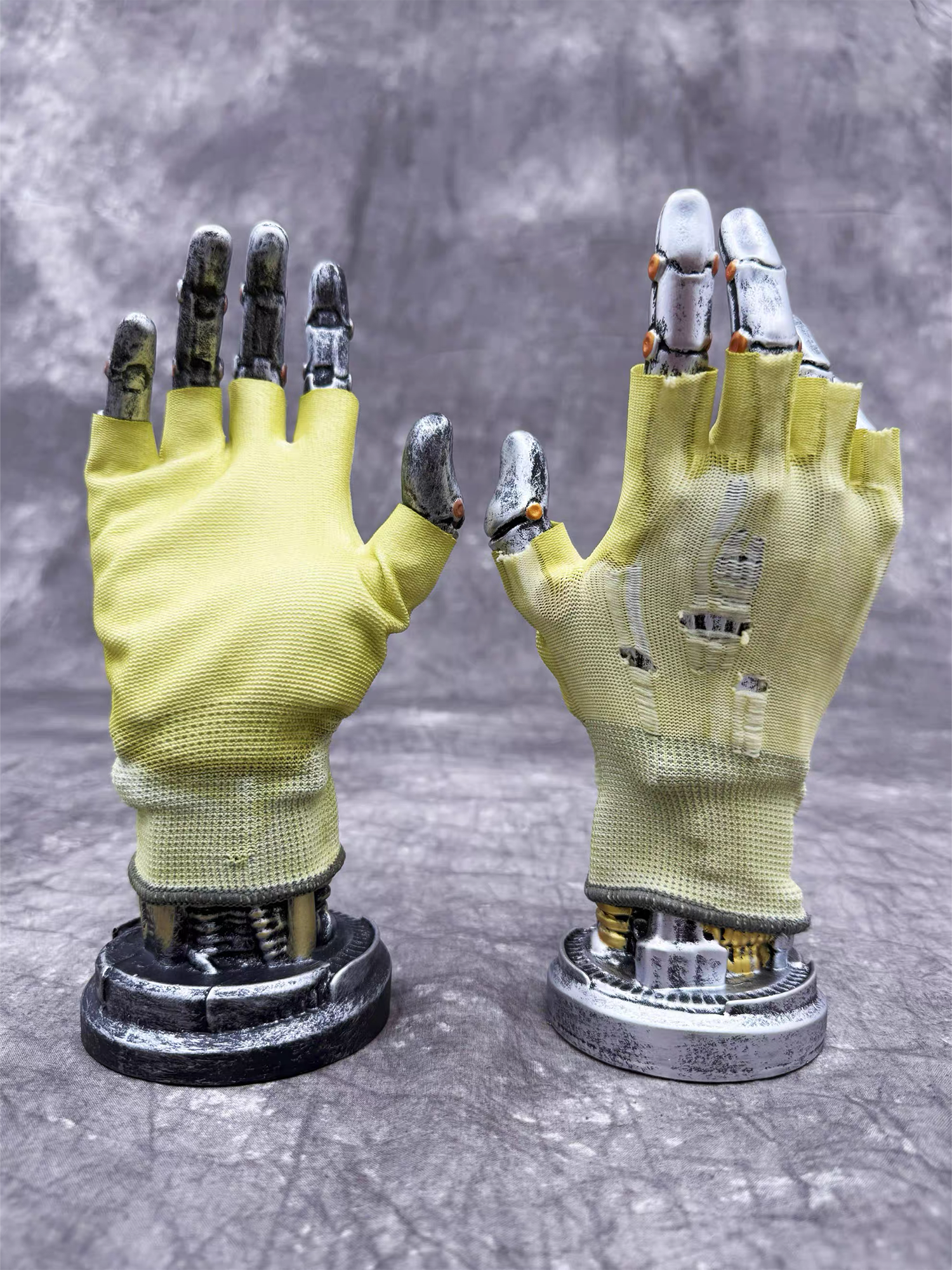 STEAM Distressed Paint-Coated Faux Leather Fingerless Riding Gloves