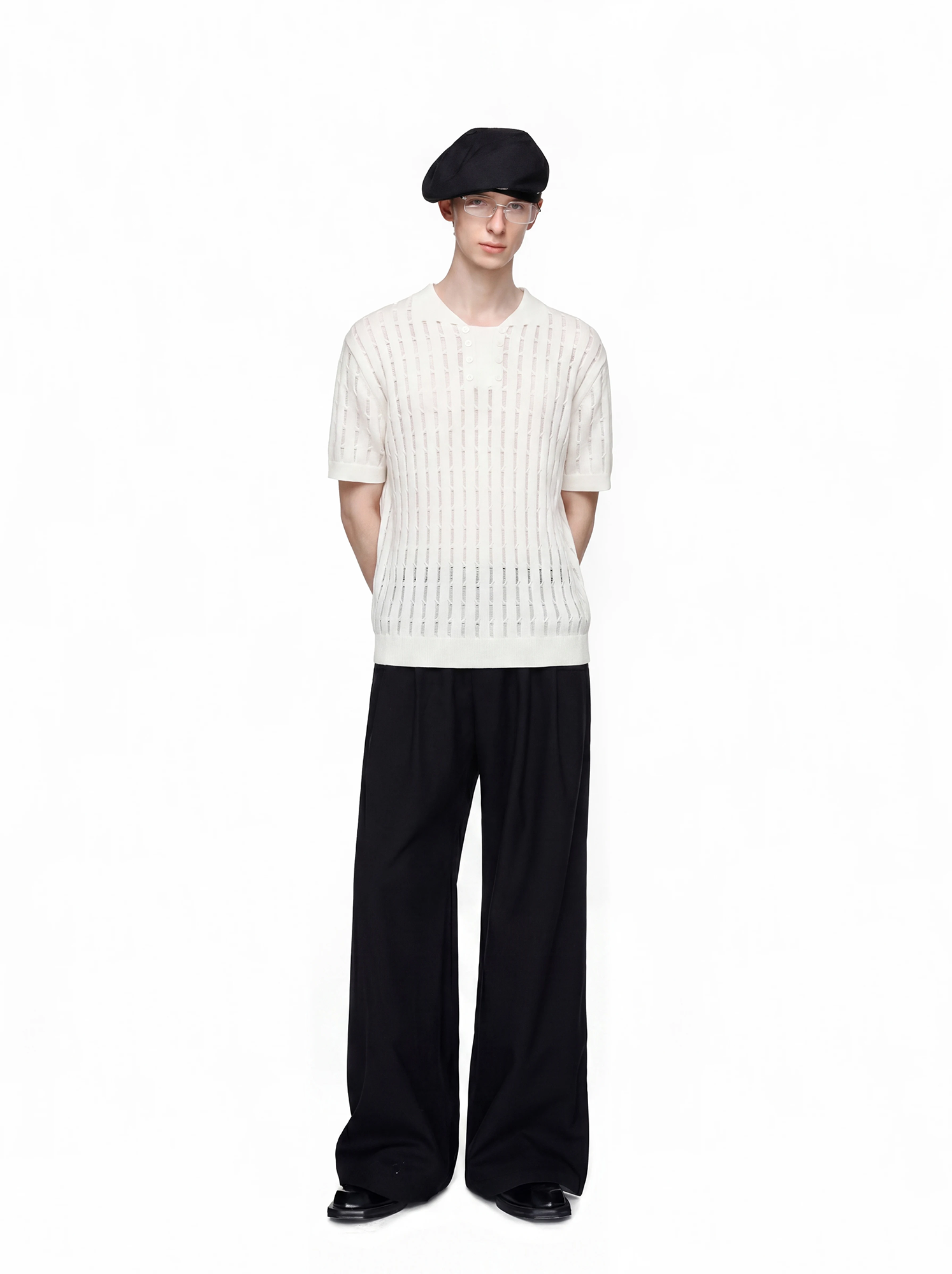 TIWILLTANG Essential Openwork Knitted T Shirt