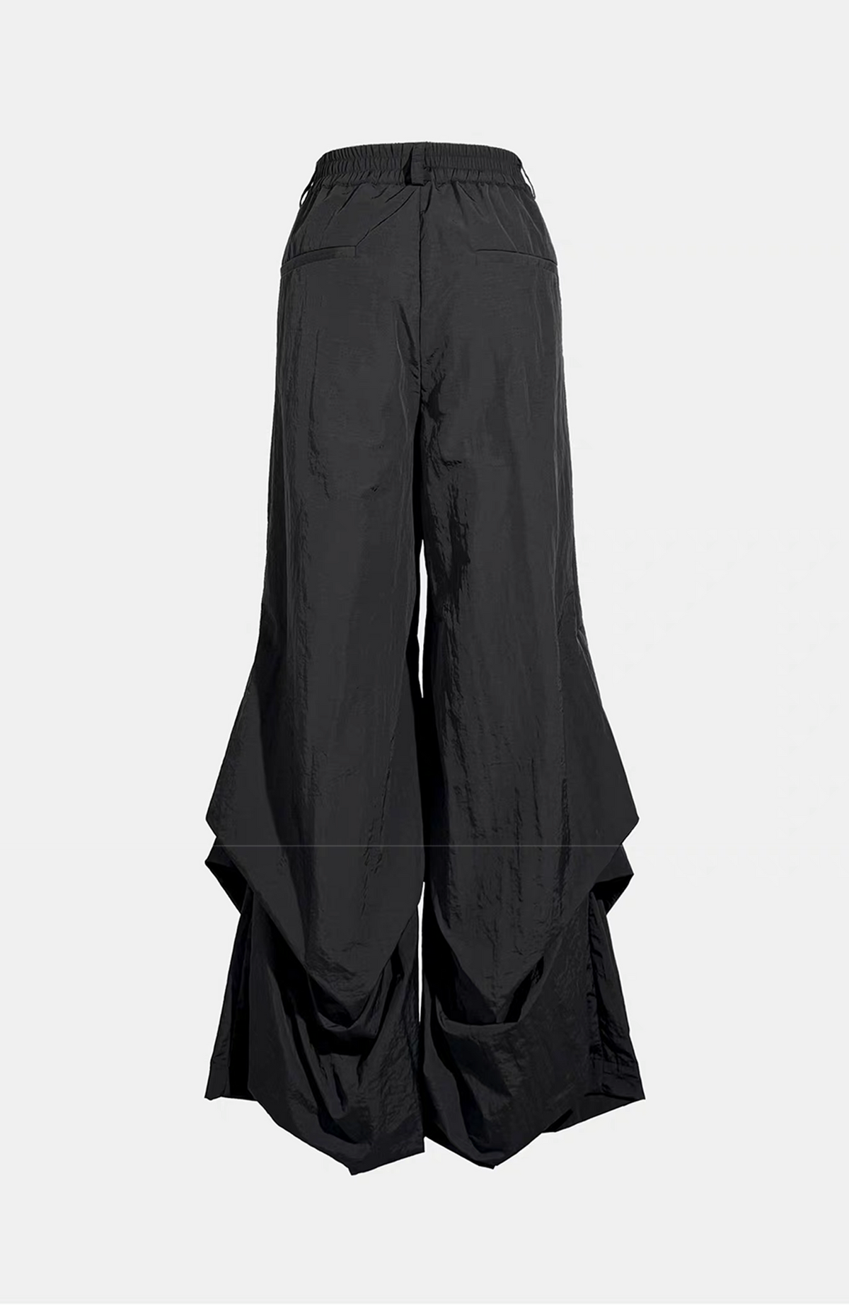 VANGUARDIA Crinkled Nylon Wide-Leg Flared Pants