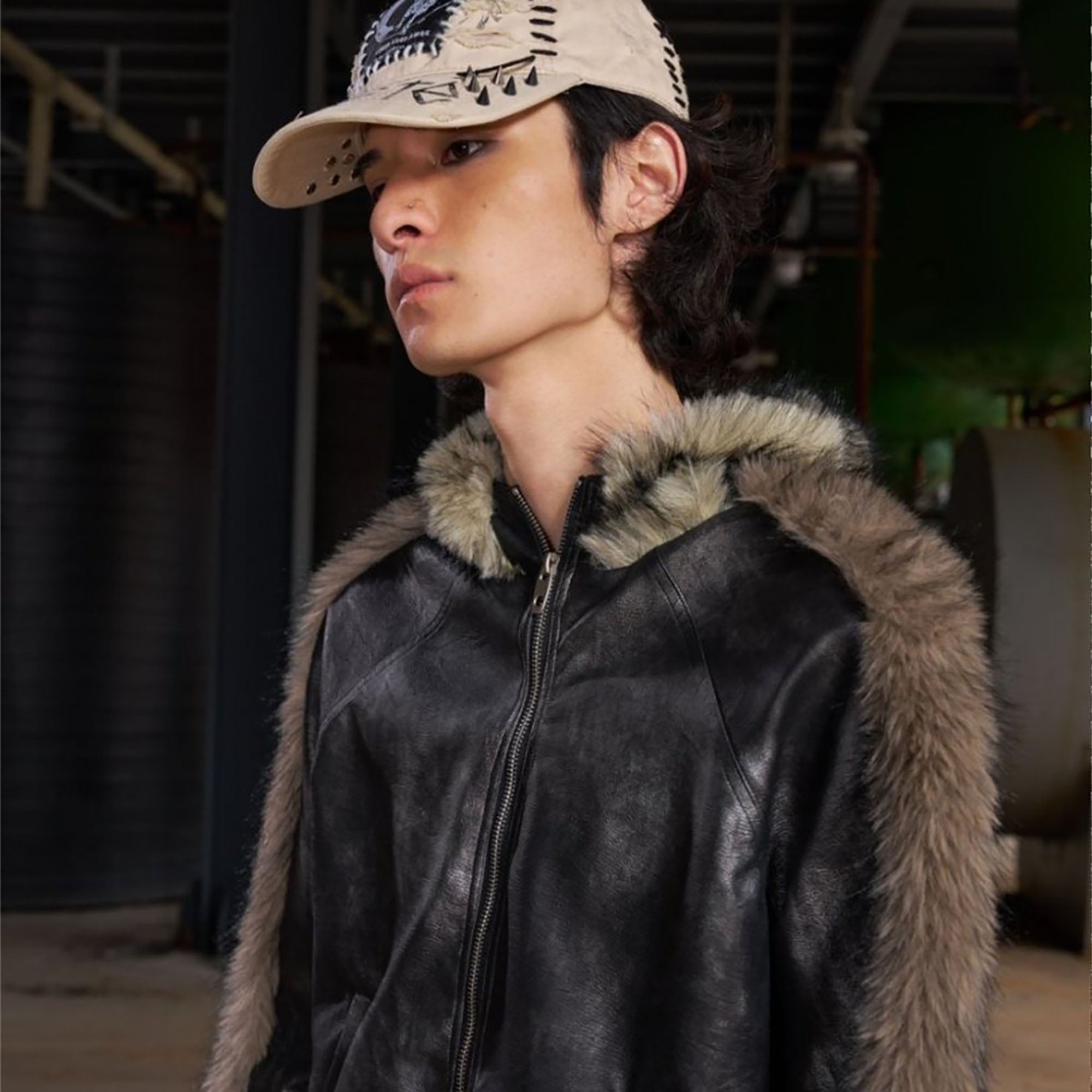 RECOVER ZONE Faux Fur Trimmed Distressed Hooded Jacket